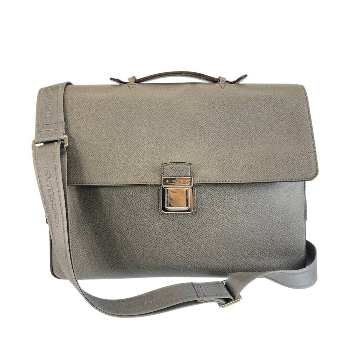 Louis Vuitton Gray Leather Briefcase Shoulder Bag (Pre-Owned)