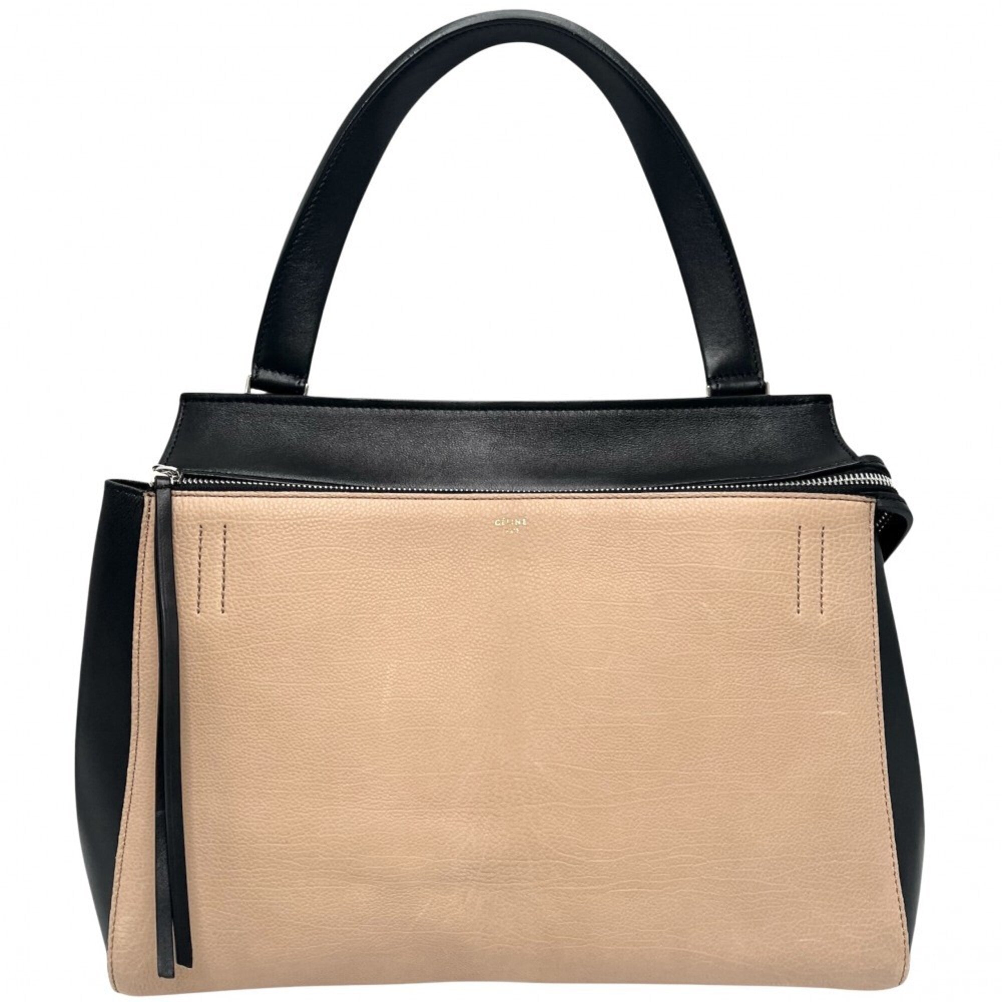 Celine Beige Black Leather Handbag (Pre-Owned)