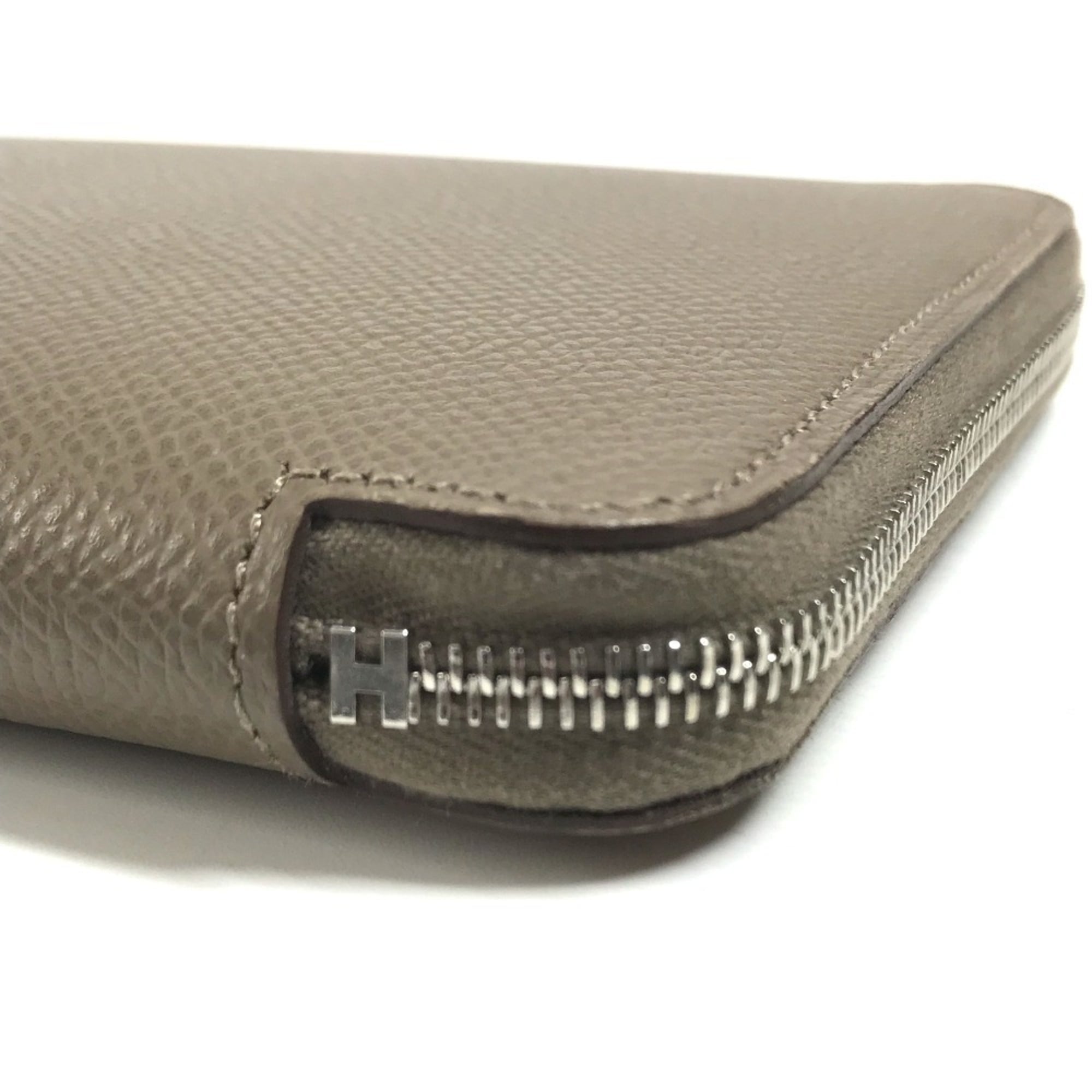 Hermes Silk'in Gray Epsom Leather Long Wallet (Bi-Fold) (Pre-Owned)