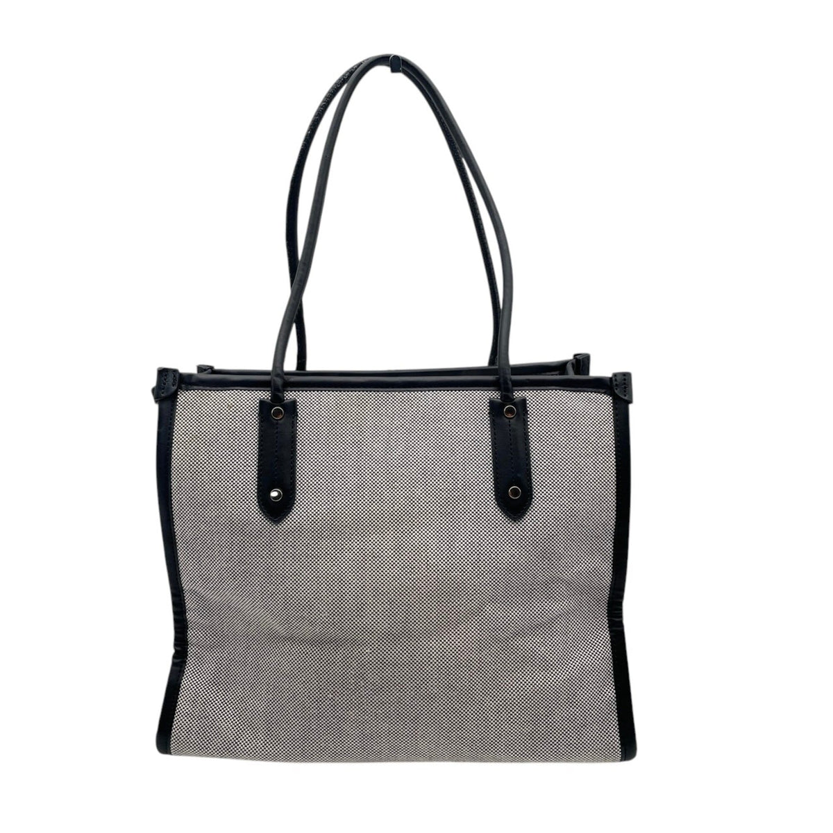 Kate Spade Black Gray Canvas Leather Handbag Tote Bag (Pre-Owned)