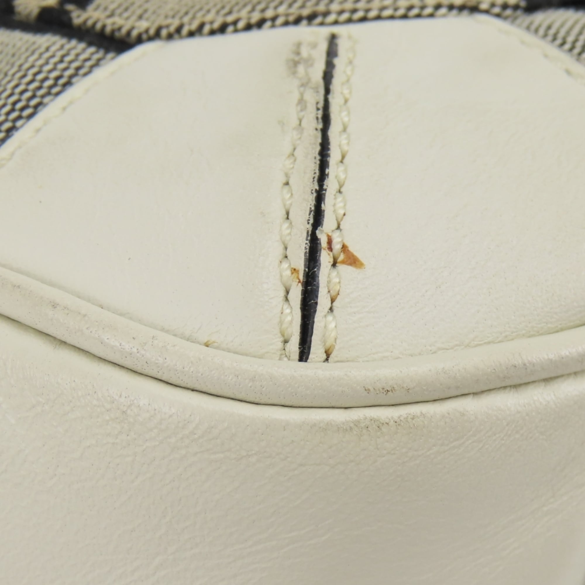 Coach Gray White Canvas Leather Tote Bag (Pre-Owned)