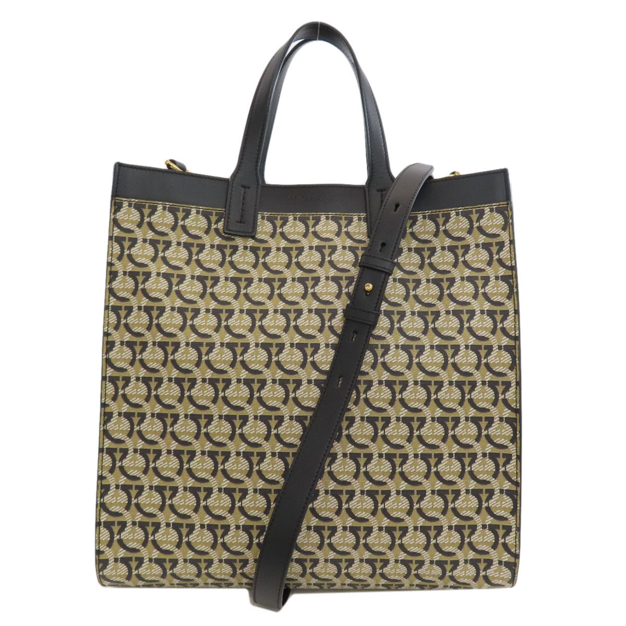 Salvatore Ferragamo Black Brown Pvc Tote Bag (Pre-Owned)
