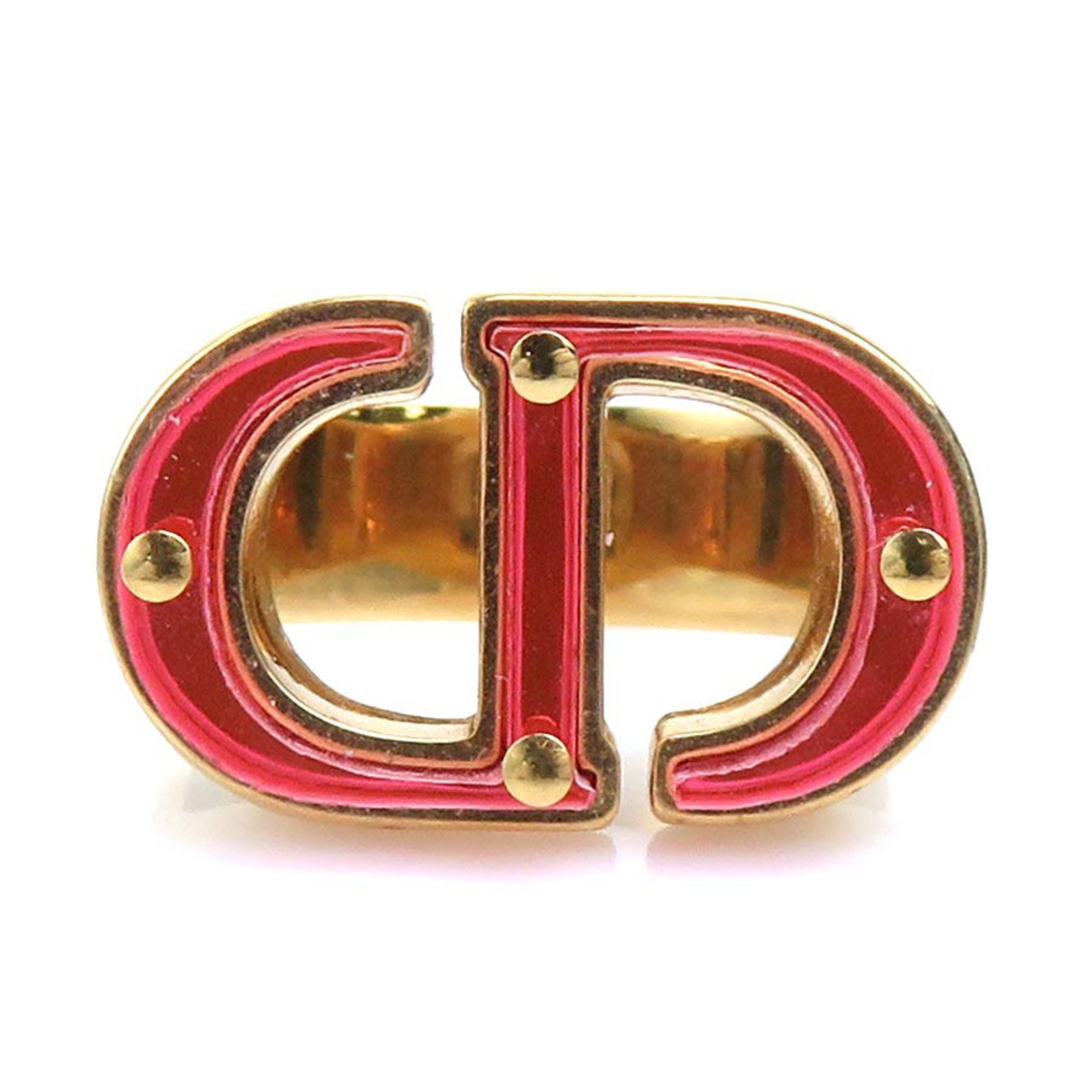 Christian Dior Gold Pink Metal Band Ring (Pre-Owned)
