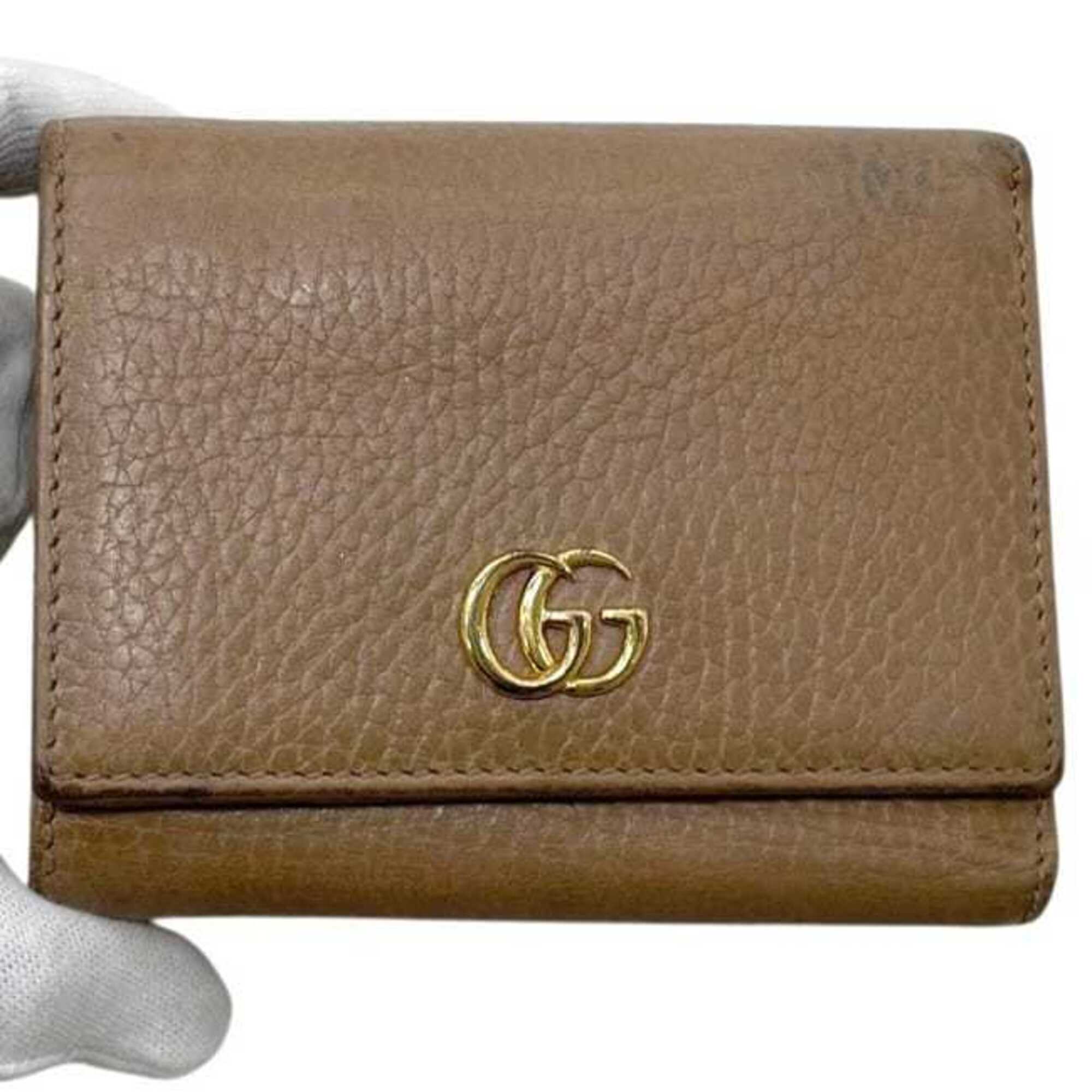 Gucci Beige Leather Wallet (Tri-Fold) (Pre-Owned)