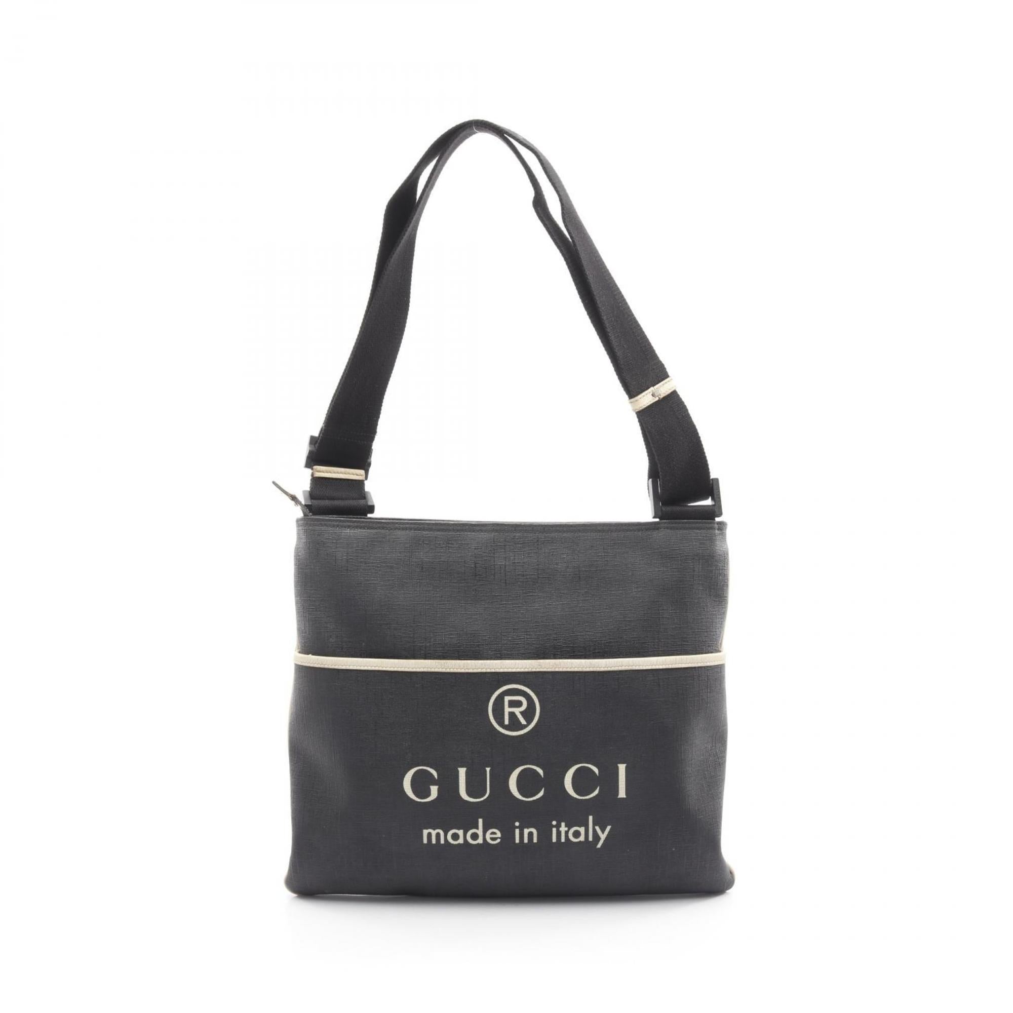 Gucci Gray White Gg Supreme Leather Shoulder Bag (Pre-Owned)