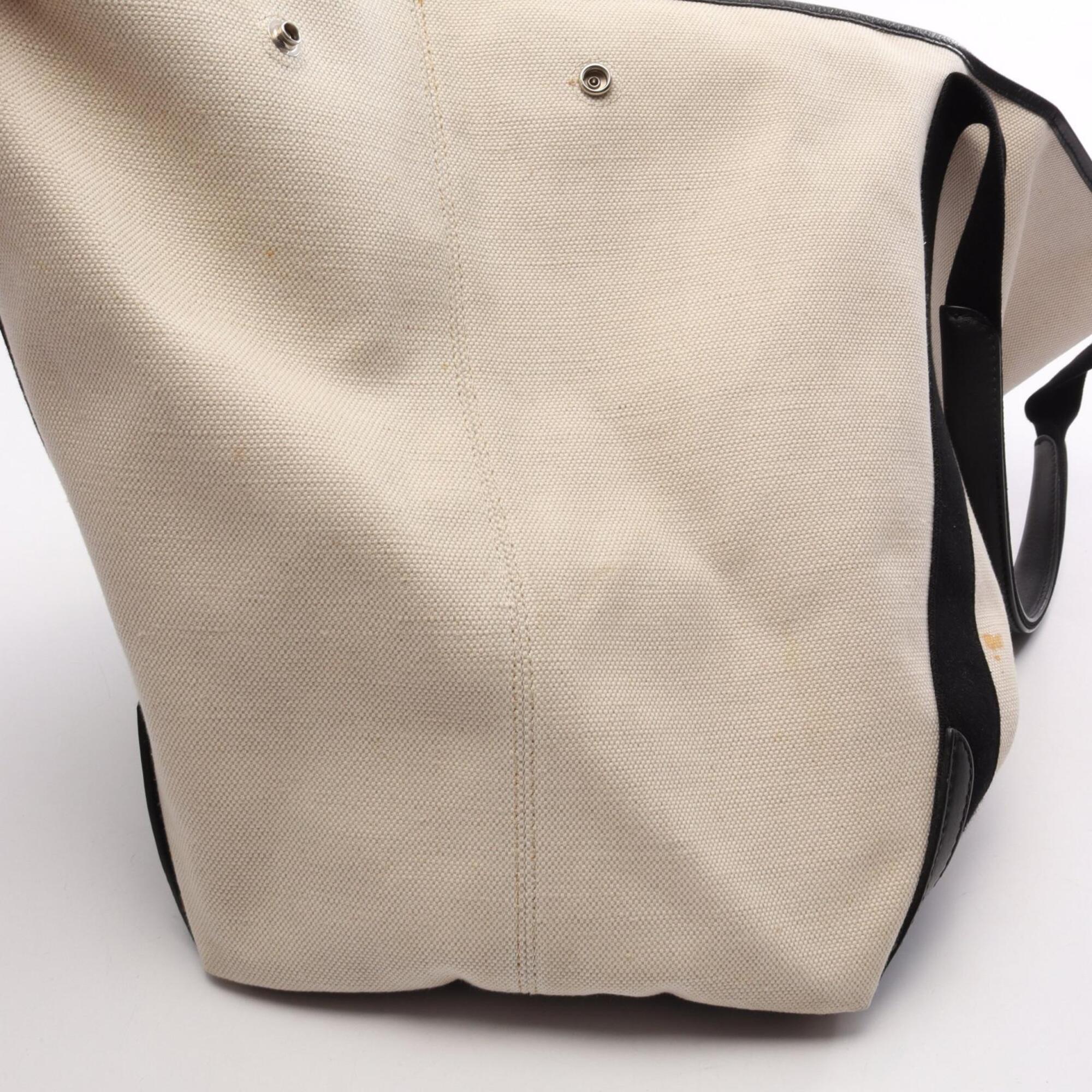 Balenciaga Black White Canvas Leather Handbag Tote Bag (Pre-Owned)