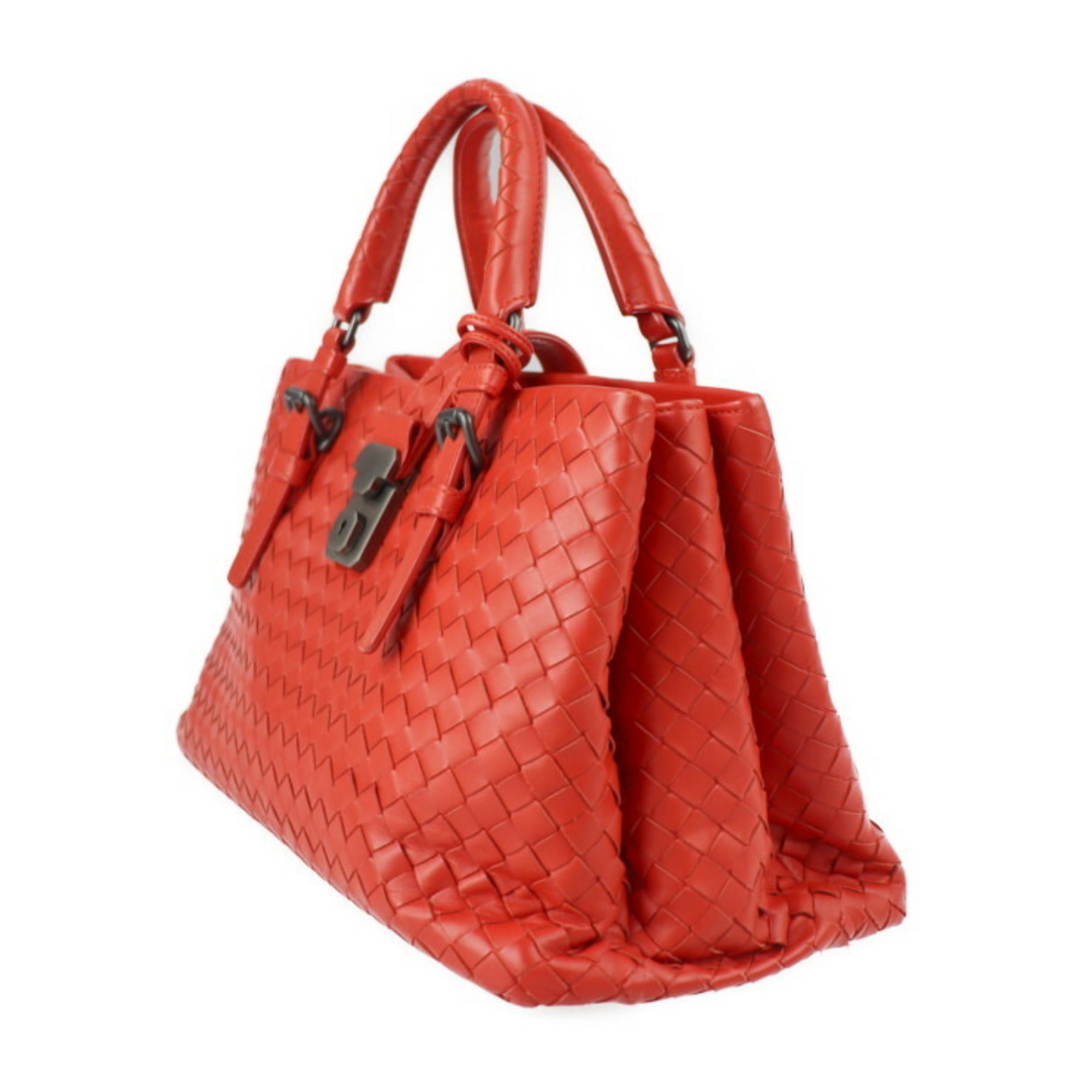 Bottega Veneta Intrecciato Red Color Intrecciato Handbag Shoulder Bag Tote Bag (Pre-Owned)