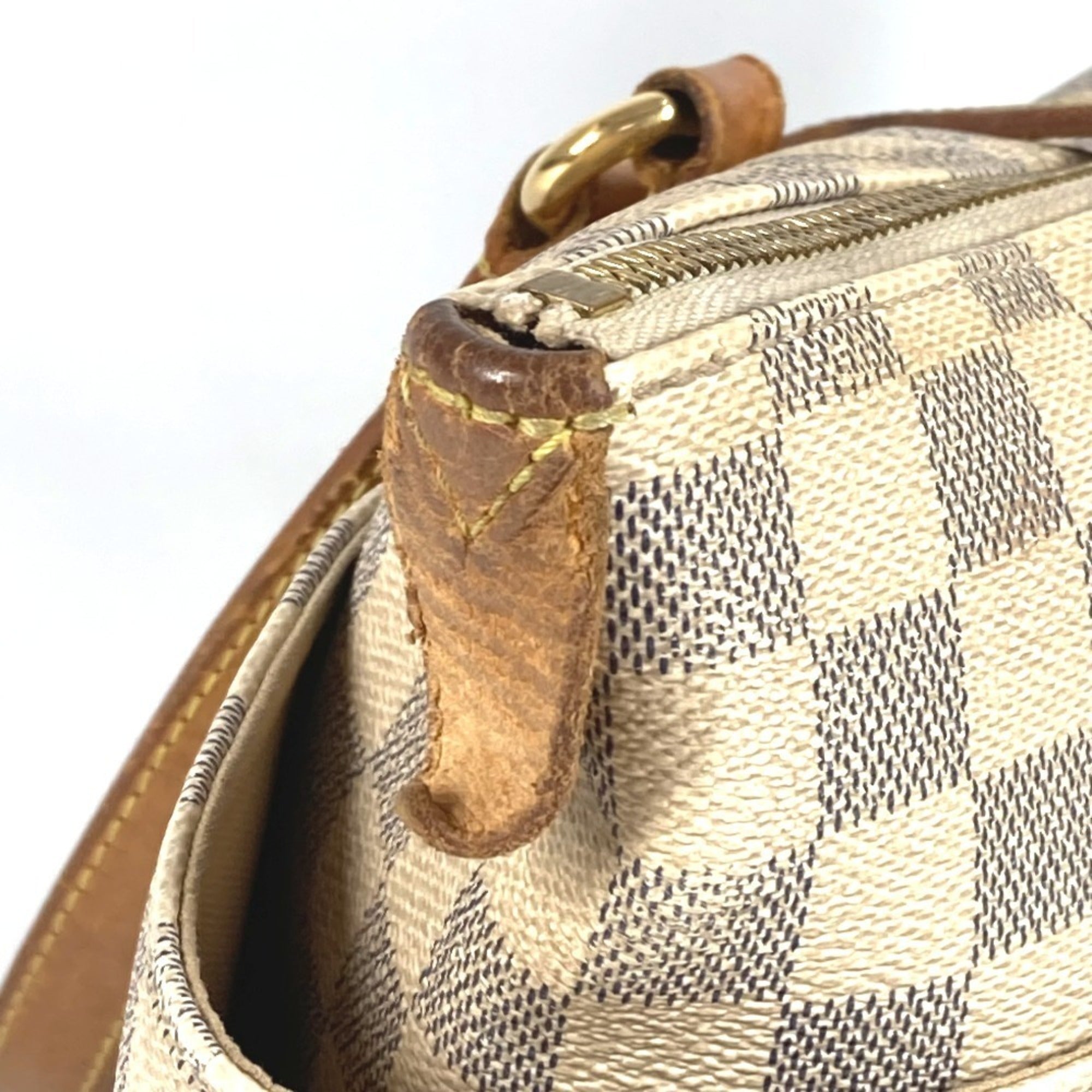 Louis Vuitton Galle White Yellow Damier Azur Shoulder Bag Tote Bag (Pre-Owned)