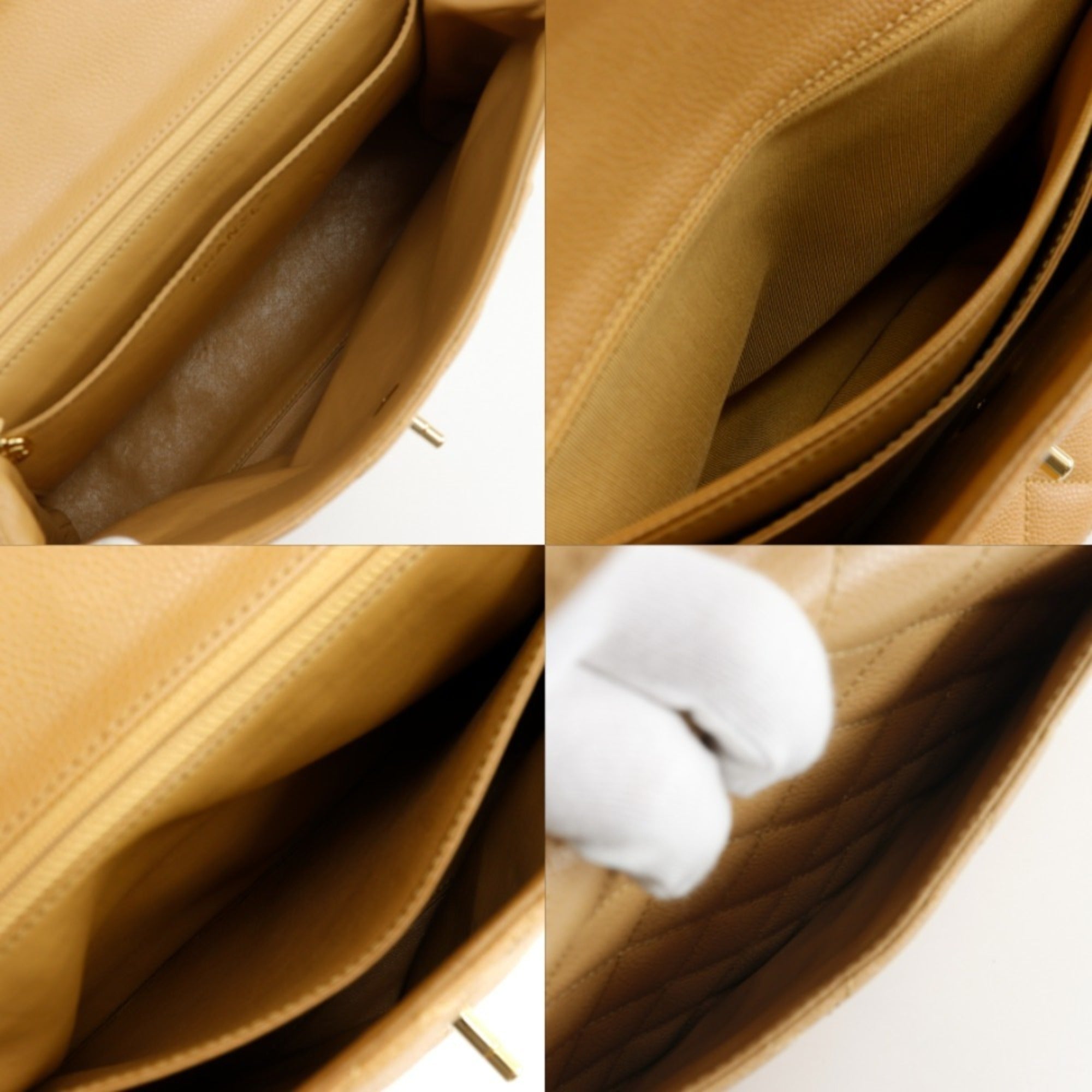 Chanel Beige Grained Calfskin Handbag (Pre-Owned)