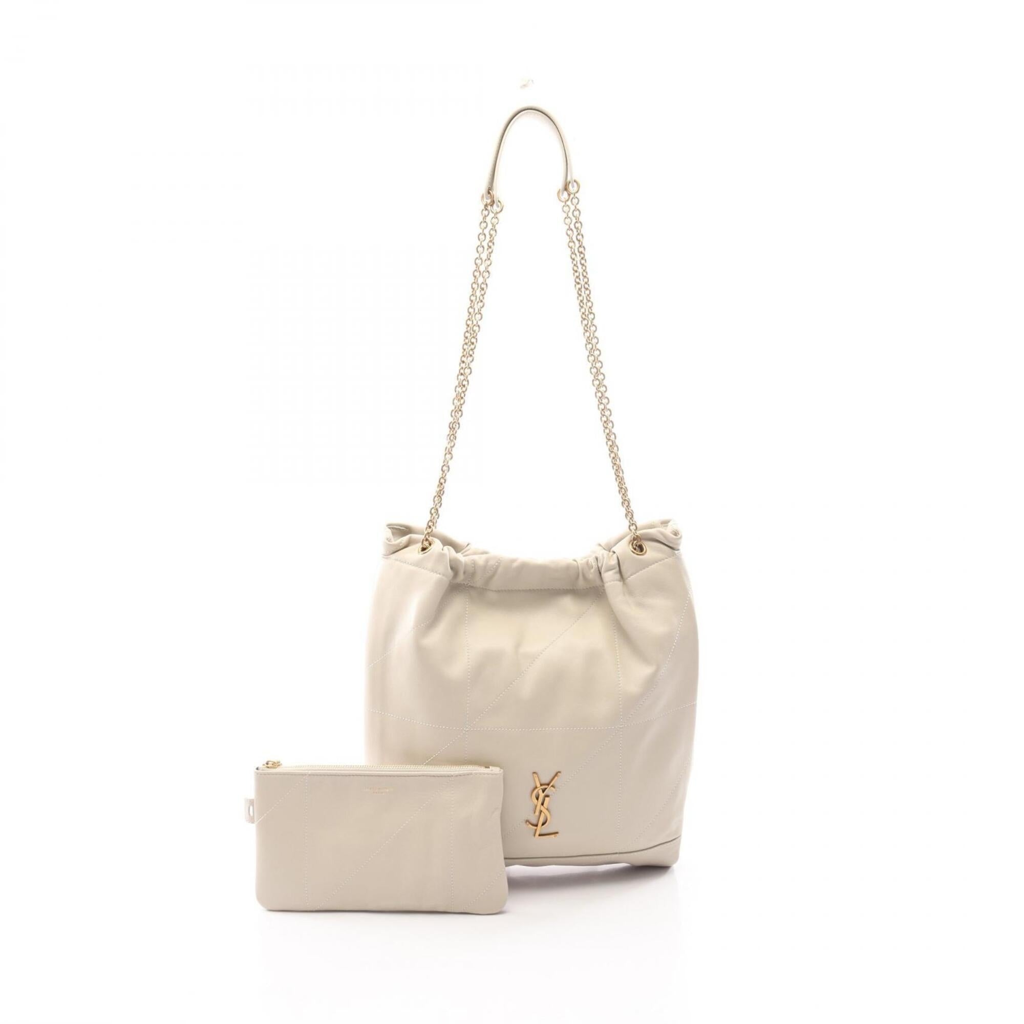Saint Laurent Ivory Leather Handbag Pouch Shoulder Bag (Pre-Owned)