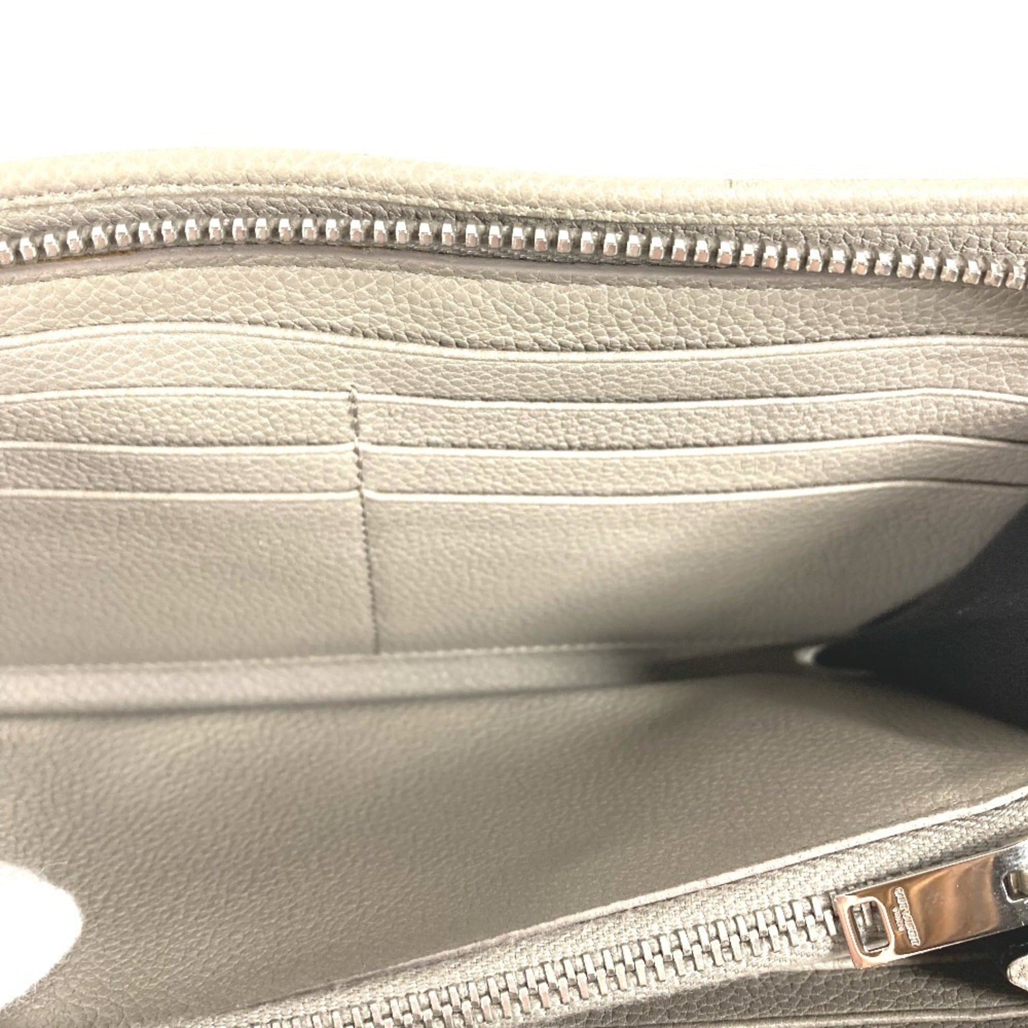 Yves Saint Laurent Gray Leather Long Wallet (Bi-Fold) (Pre-Owned)