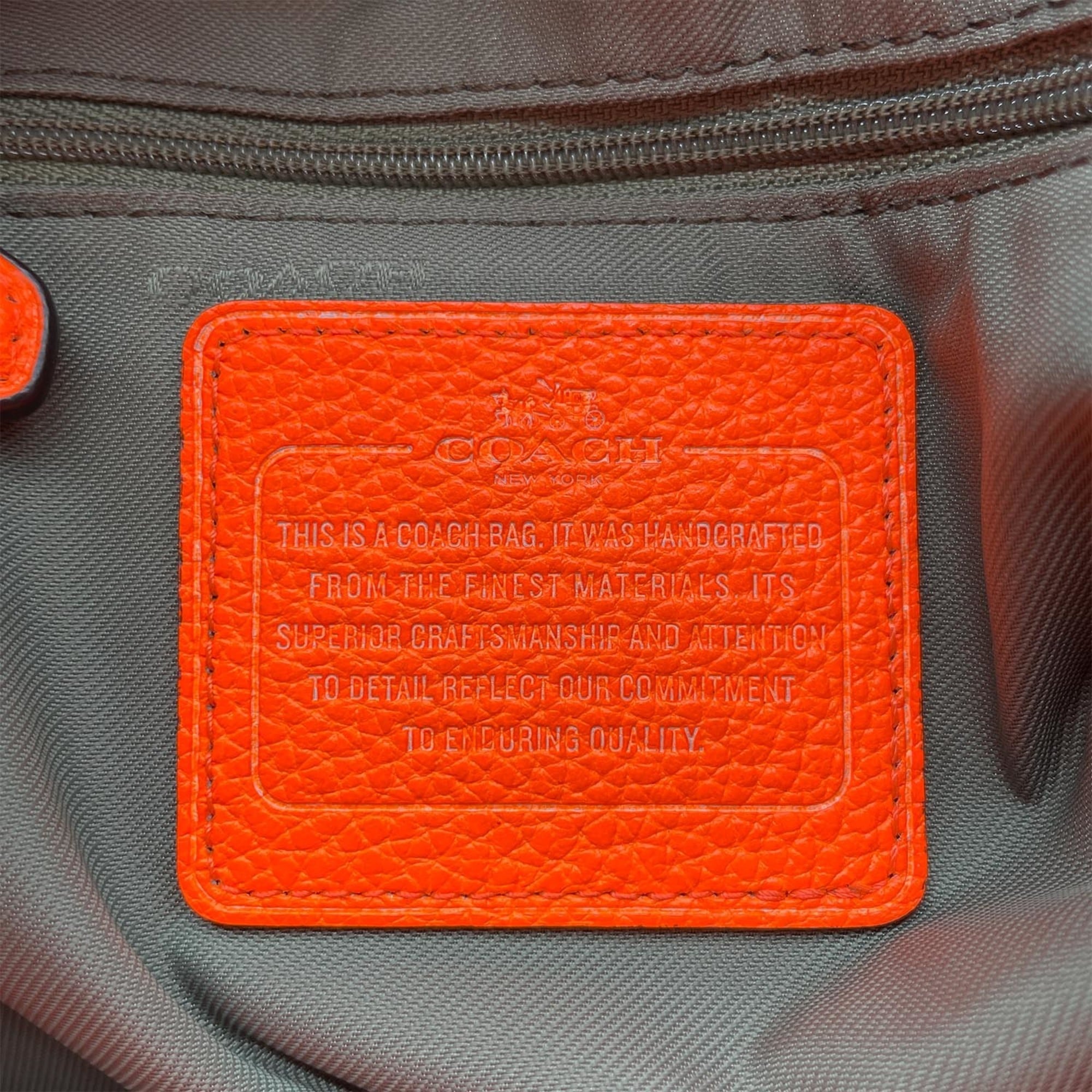 Coach Khaki Orange Leather Backpack (Pre-Owned)