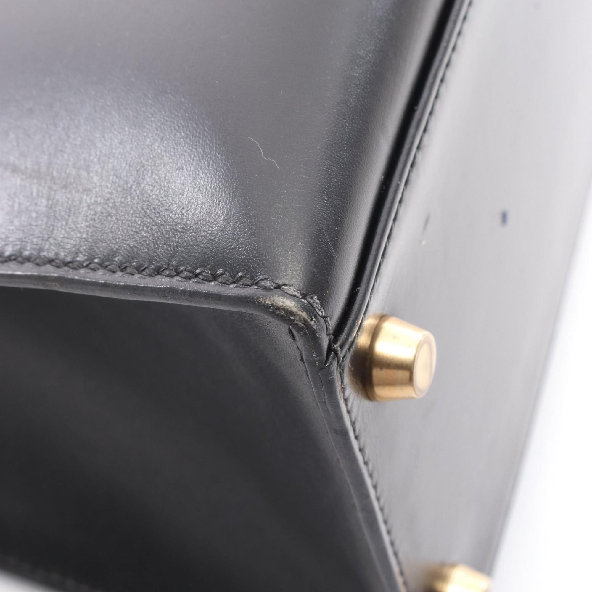 Hermes Black Box Calf Leather Handbag (Pre-Owned)