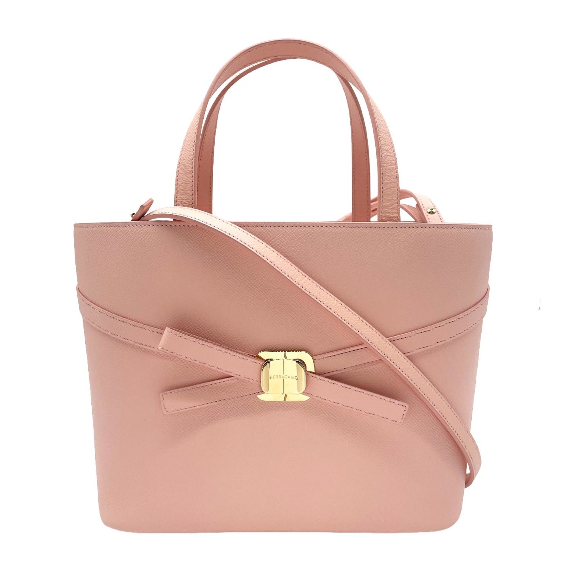 Salvatore Ferragamo Pink Leather Shoulder Bag Tote Bag (Pre-Owned)