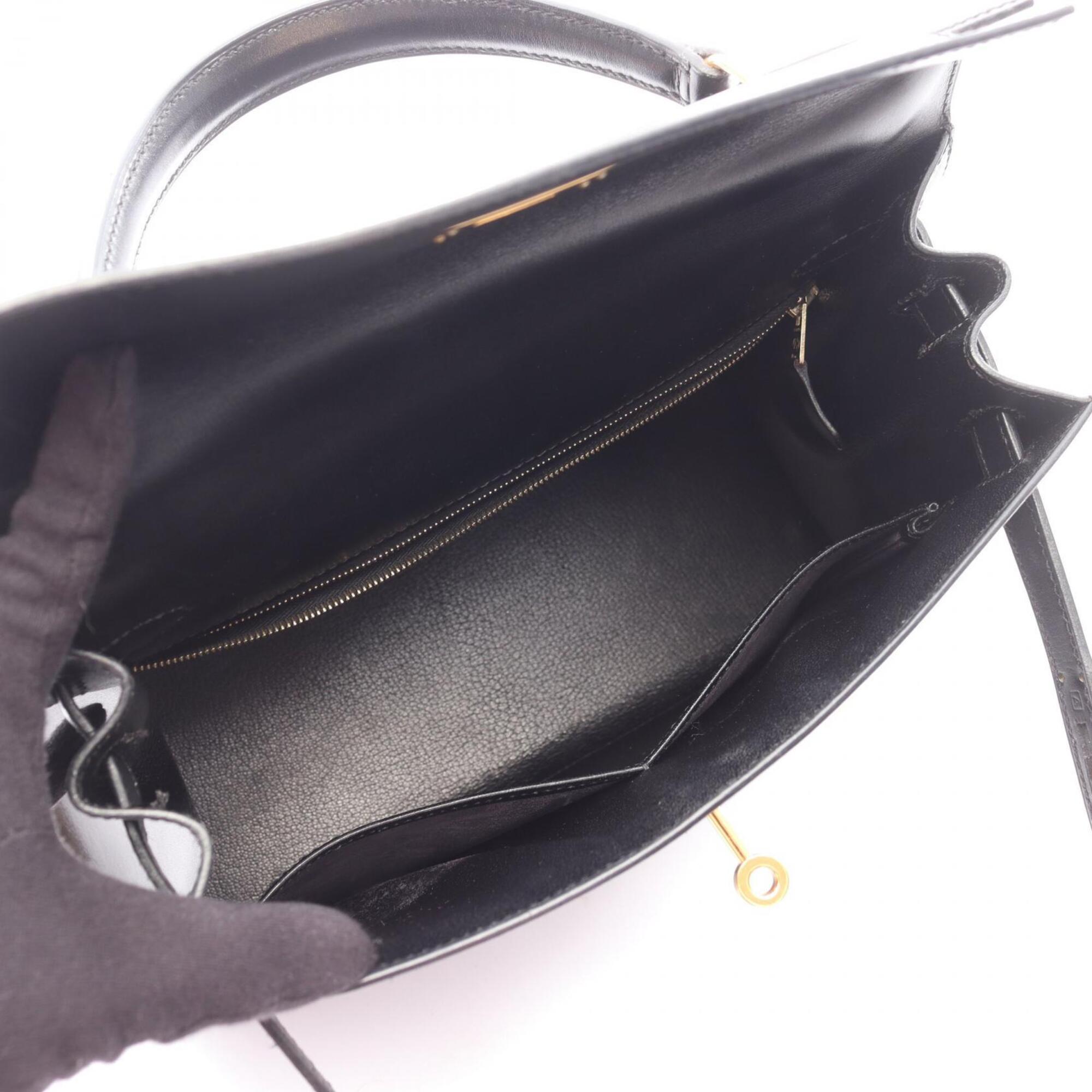 Hermes Black Box Calf Leather Handbag (Pre-Owned)