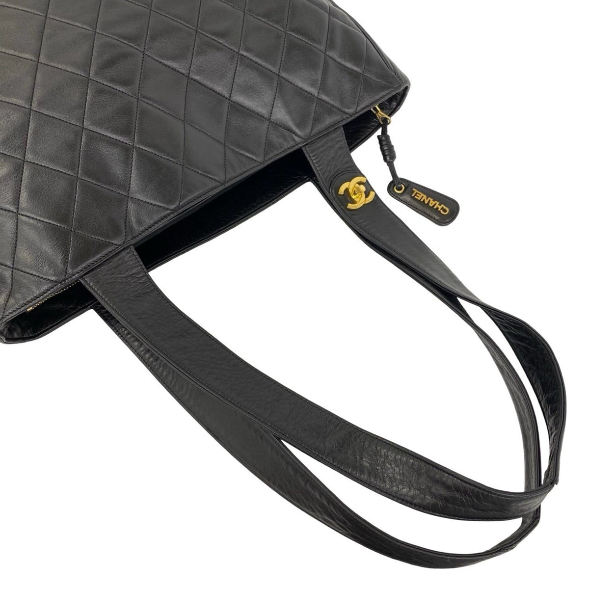 Chanel Black Leather Shoulder Bag Tote Bag (Pre-Owned)
