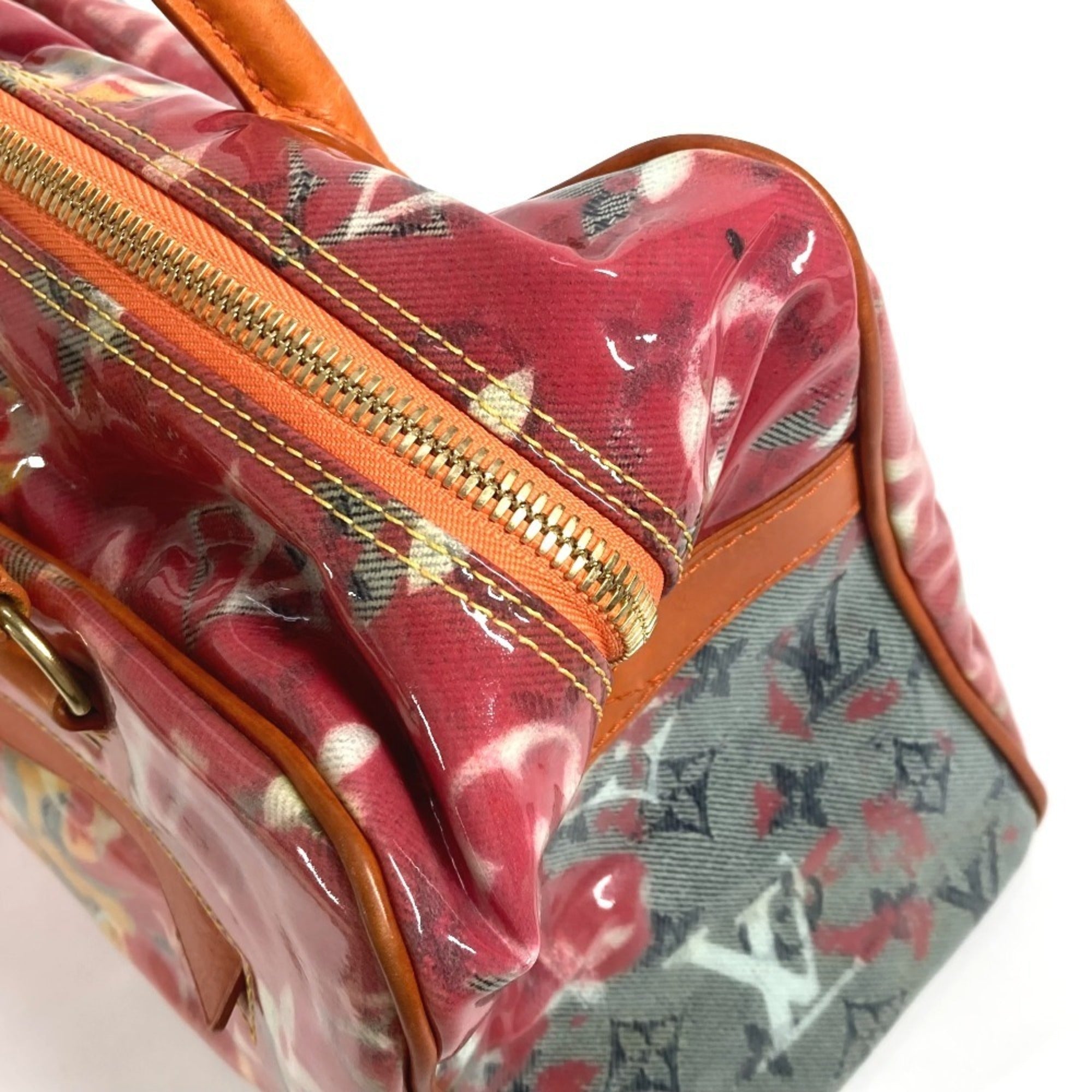 Louis Vuitton Orange Vinyl Leather Boston Bag Handbag Tote Bag (Pre-Owned)