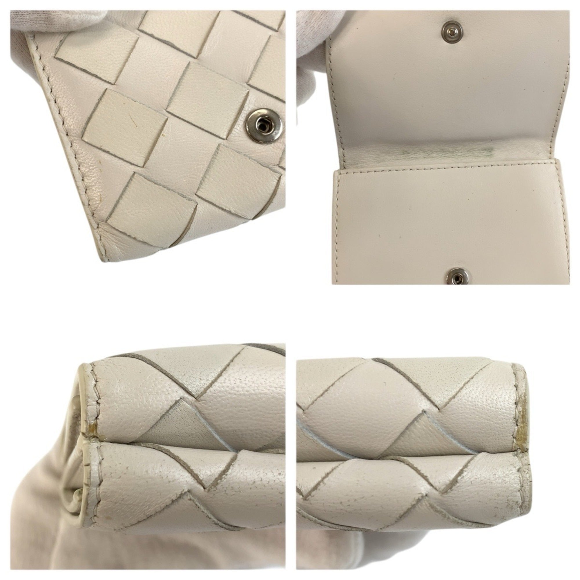 Bottega Veneta White Intrecciato Wallet (Tri-Fold) (Pre-Owned)