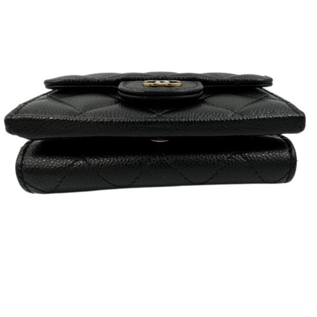 Chanel Black Grained Calfskin Wallet (Tri-Fold) (Pre-Owned)