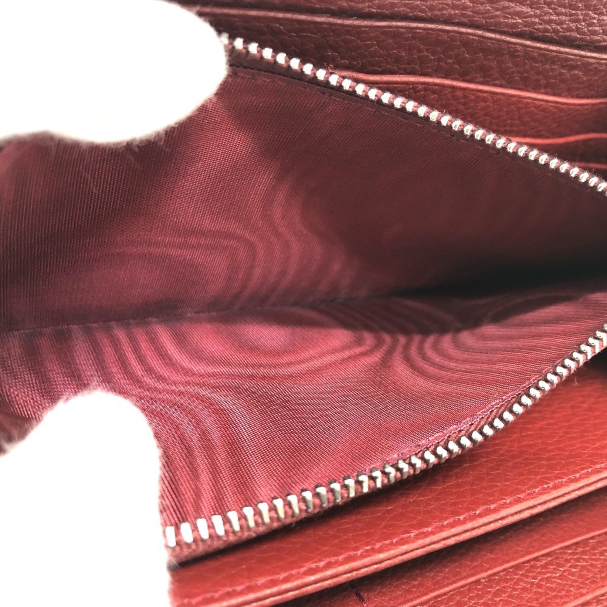 Prada Red Color Leather Long Wallet (Bi-Fold) (Pre-Owned)