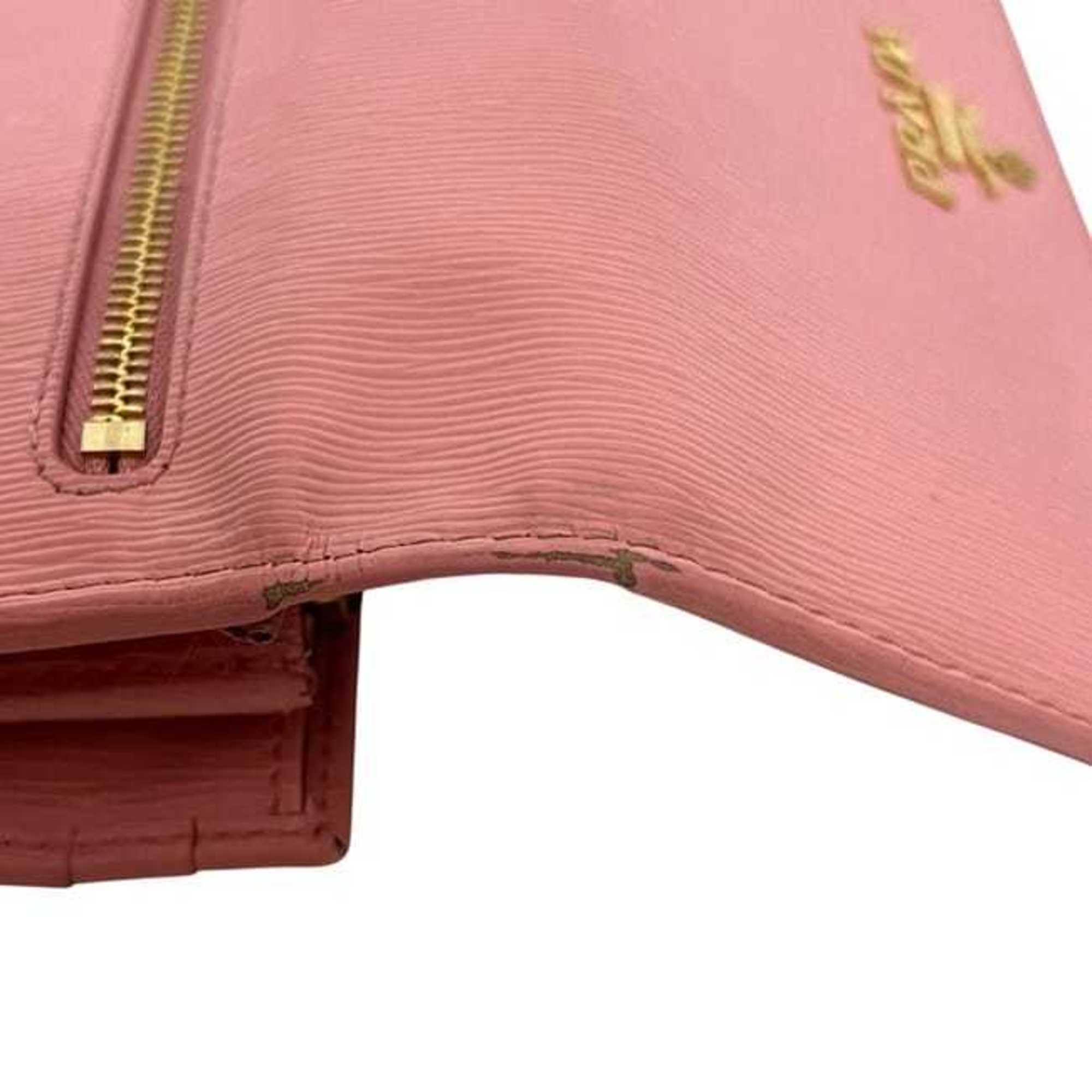 Prada Pink Leather Long Wallet (Bi-Fold) (Pre-Owned)