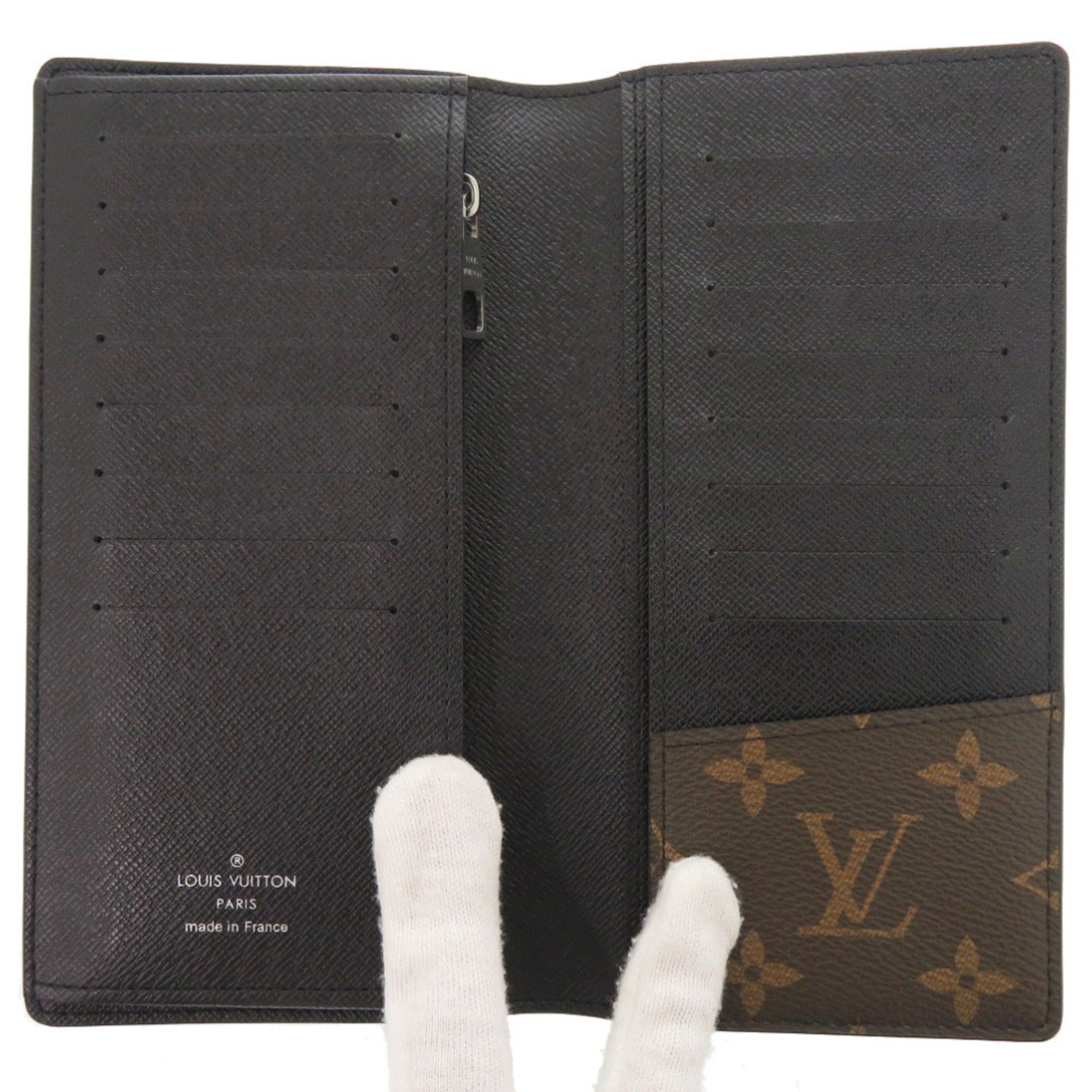 Louis Vuitton Monogram Macassar Black Brown Monogram Macassar Long Wallet (Bi-Fold) (Pre-Owned)