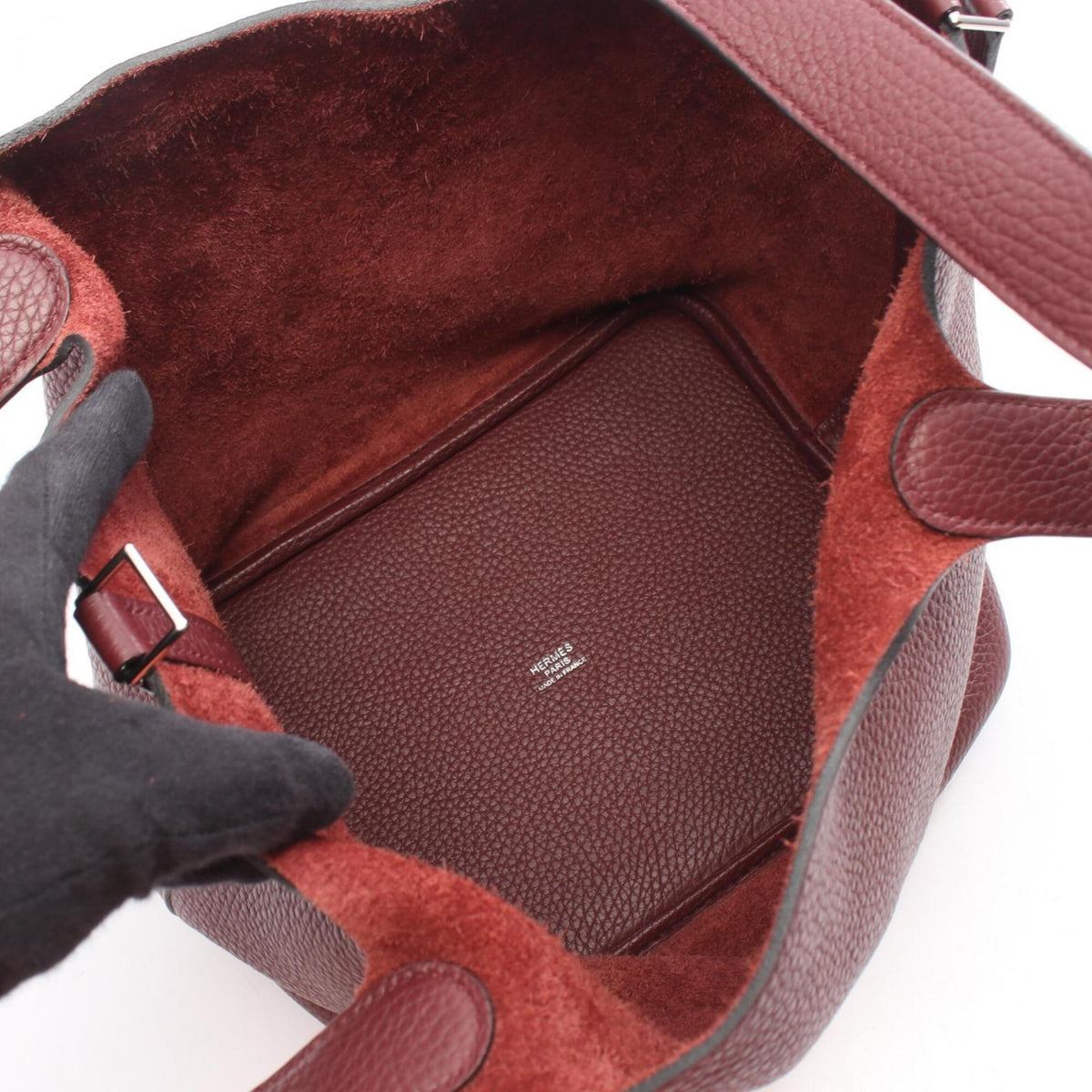 Hermes Bordeaux Taurillon Clemence Leather Handbag (Pre-Owned)