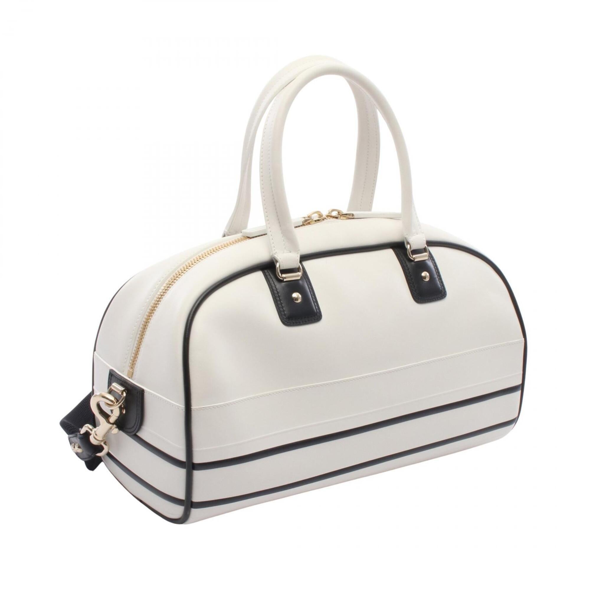 Christian Dior Black White Leather Handbag (Pre-Owned)