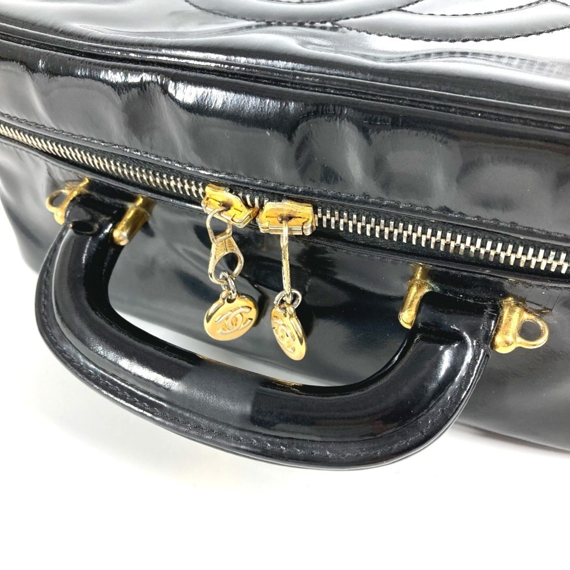 Chanel Black Leather Handbag Shoulder Bag Vanity Bag (Pre-Owned)