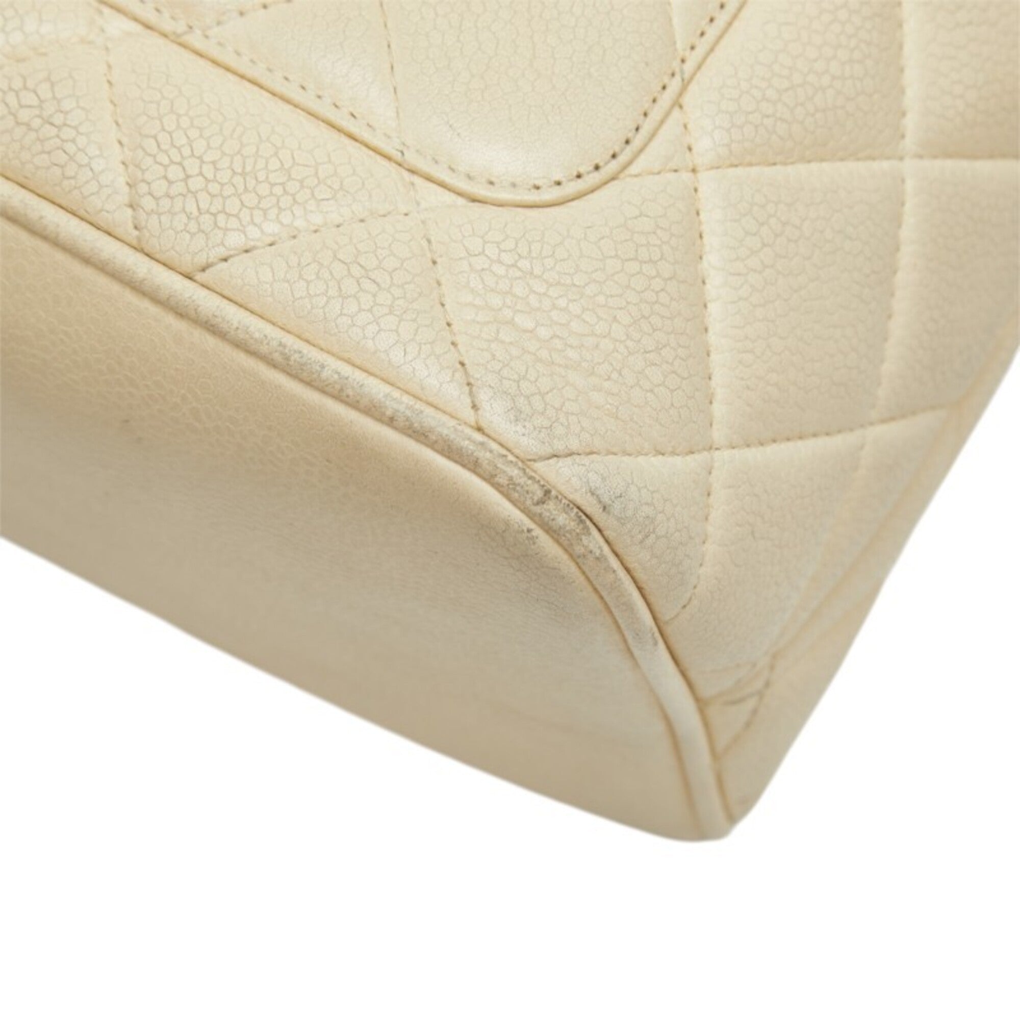 Chanel Ivory White Grained Calfskin Handbag Tote Bag (Pre-Owned)