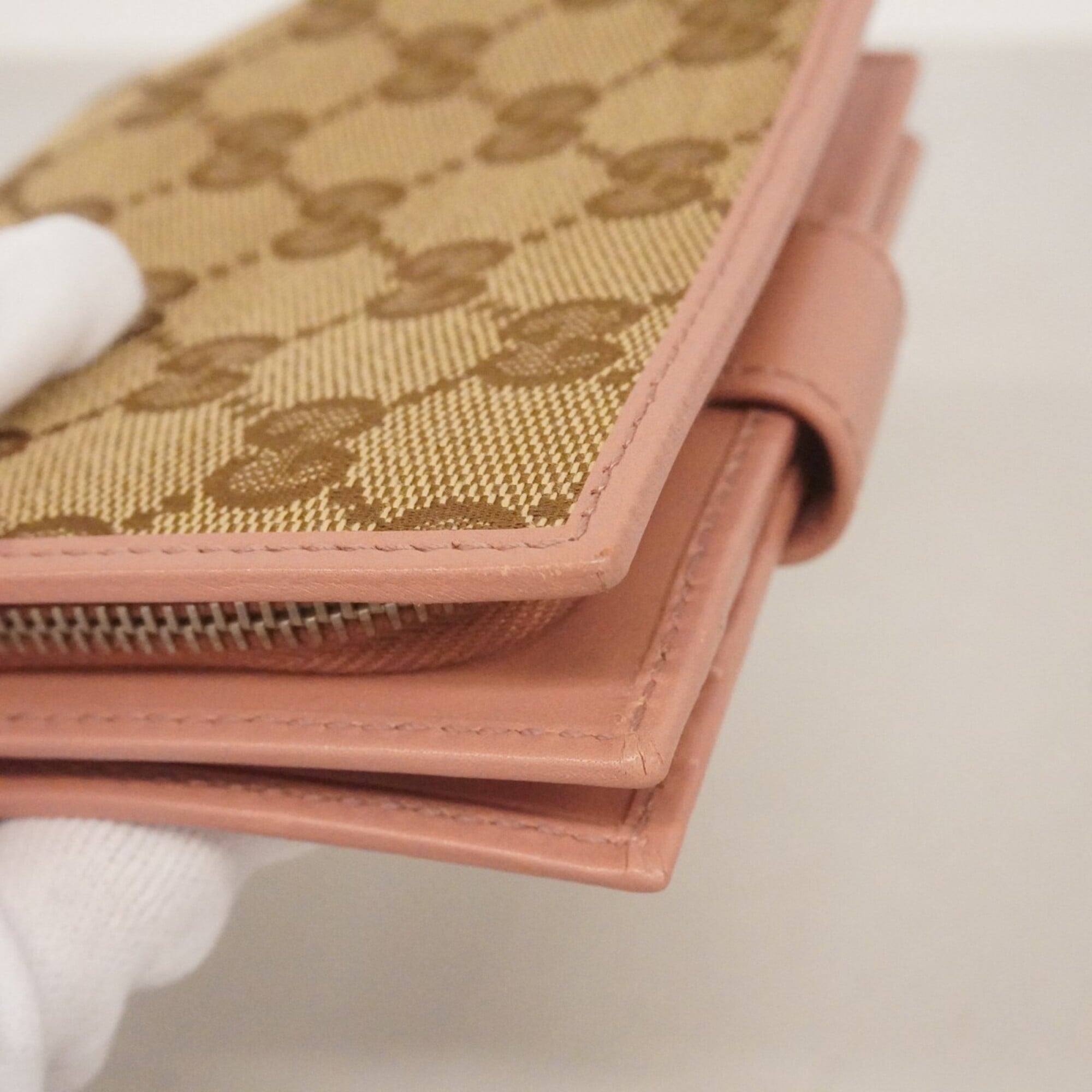 Gucci Brown Pink Canvas Wallet (Bi-Fold) (Pre-Owned)