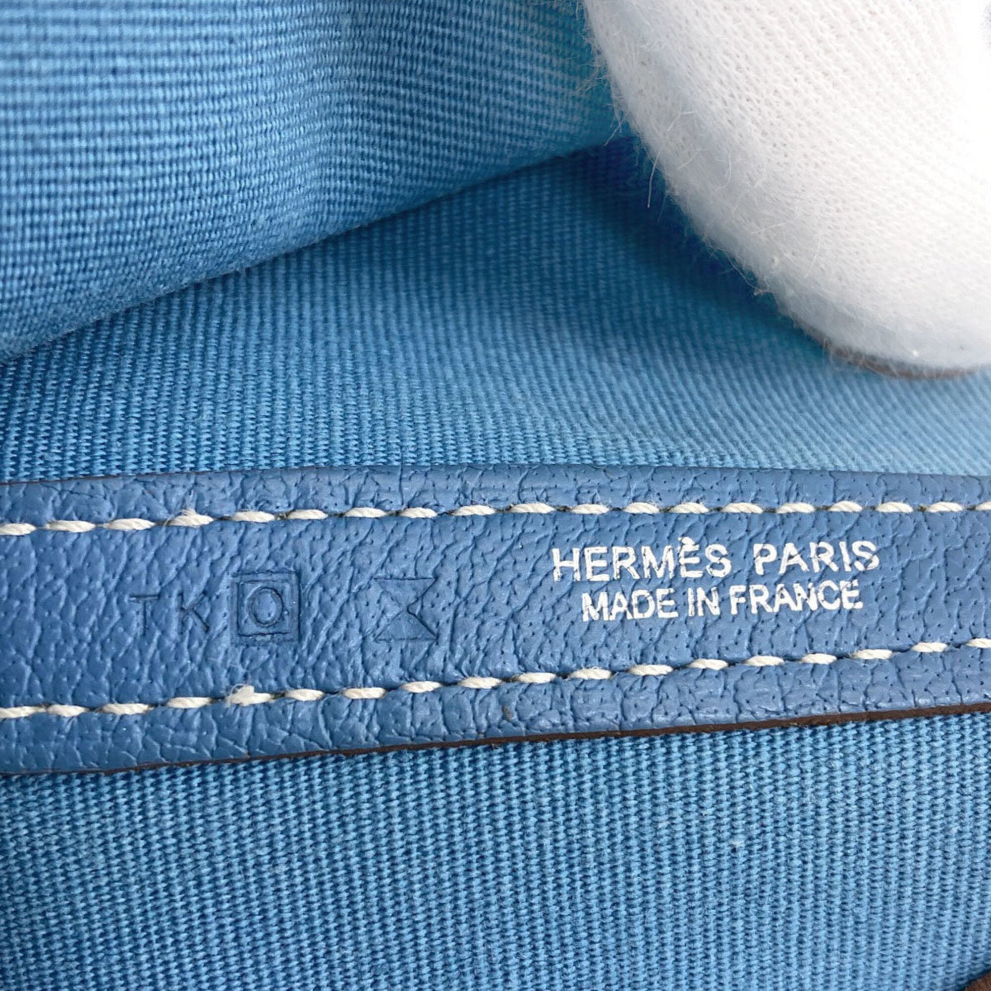 Hermes Garden Blue Jean Toile Officier Handbag (Pre-Owned)