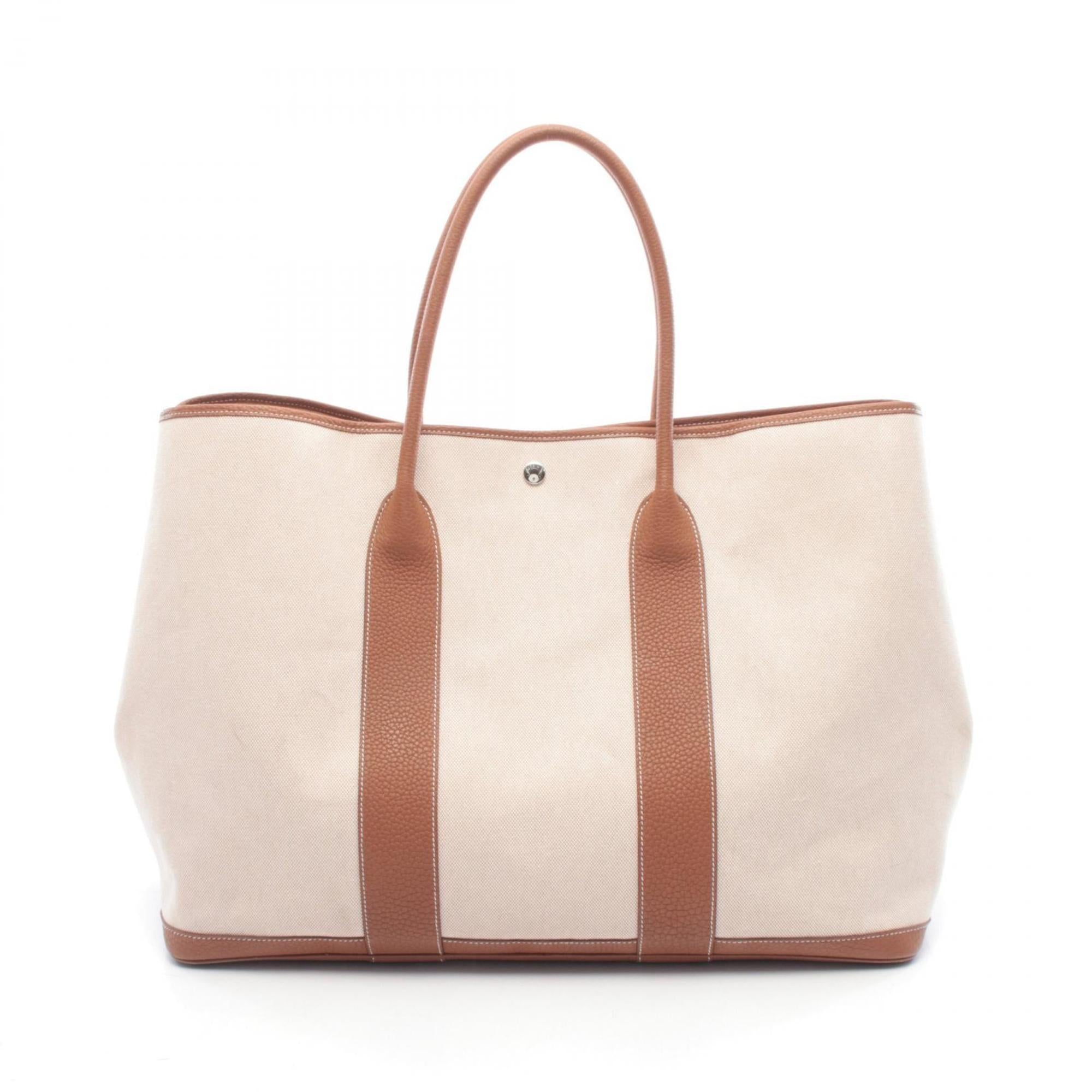 Hermes Brown Ecru Ivory Canvas Toile H Tote Bag (Pre-Owned)