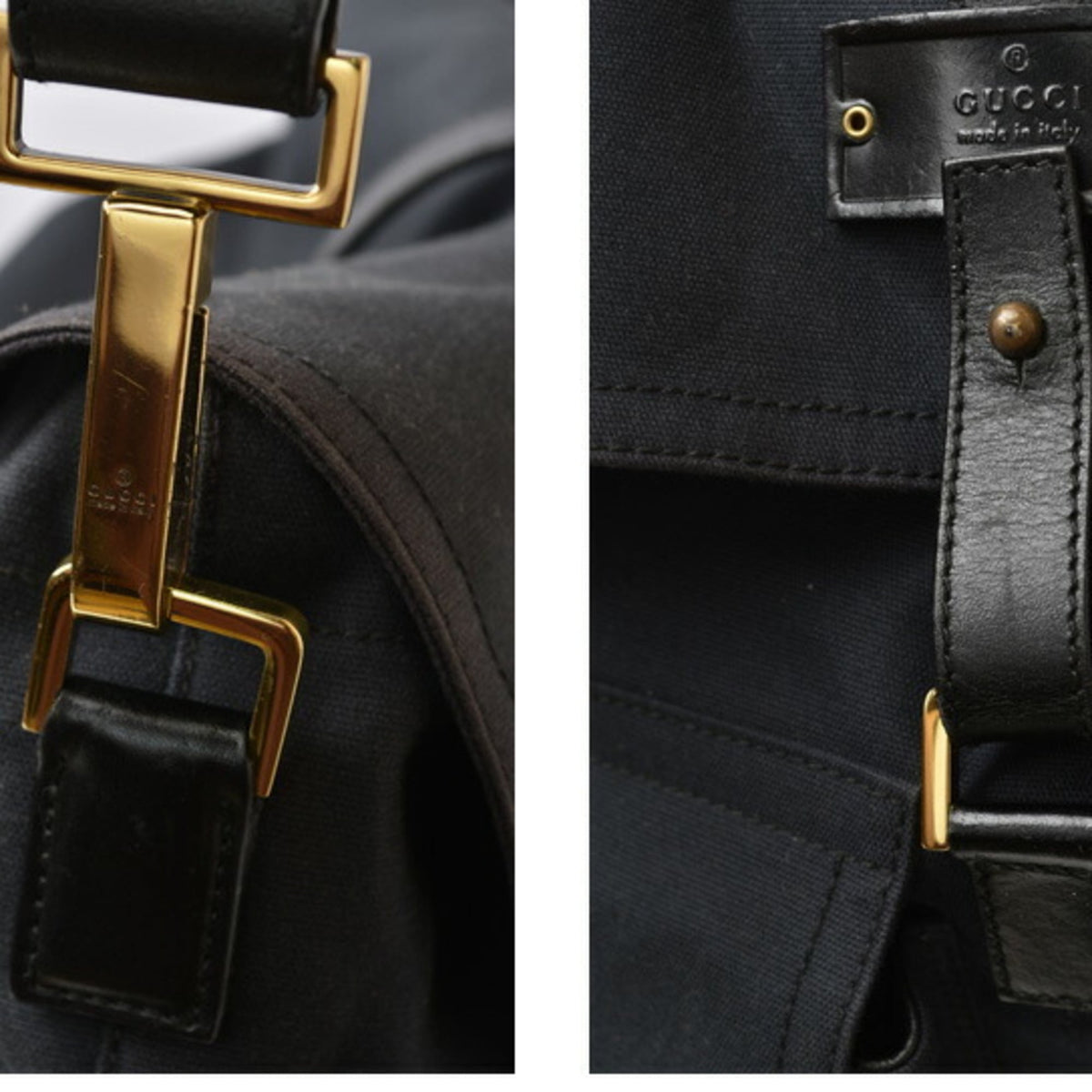 Gucci Black Cotton Canvas Shoulder Bag Sling Bag (Pre-Owned)