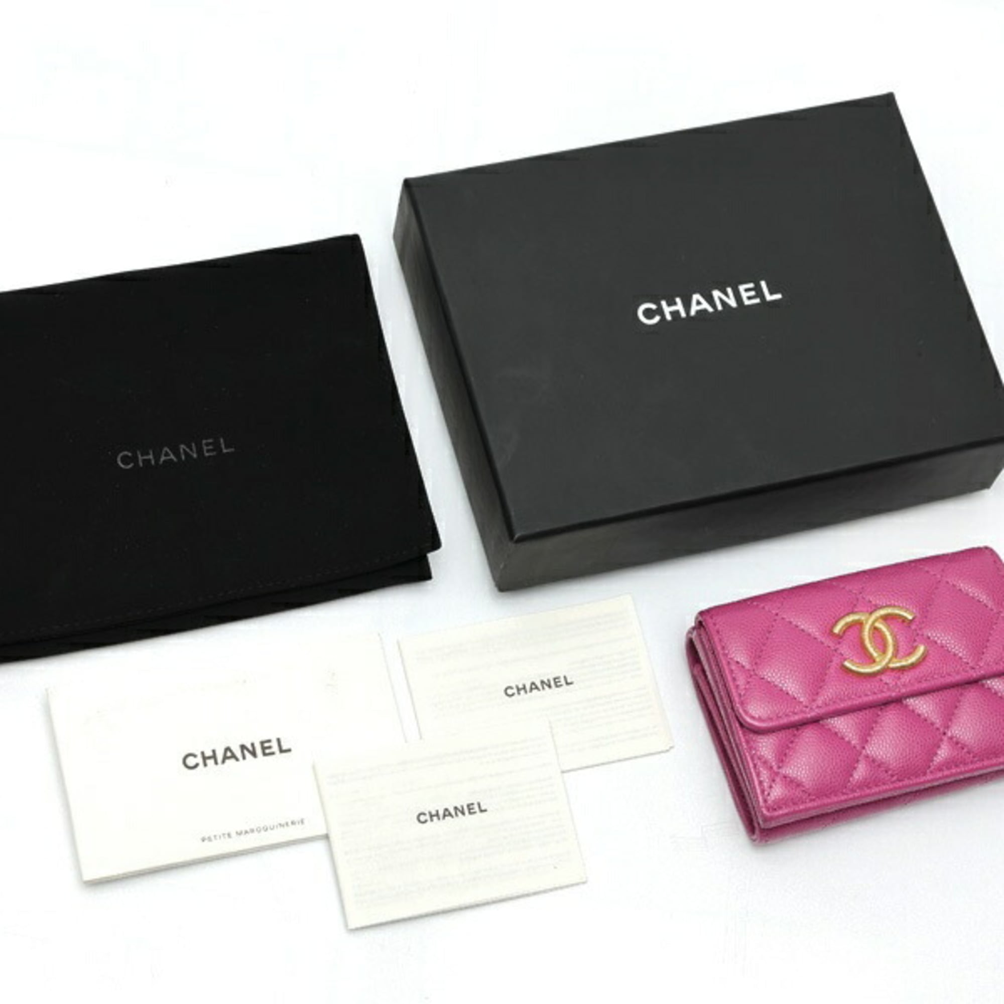 Chanel Purple Grained Calfskin Wallet (Tri-Fold) (Pre-Owned)