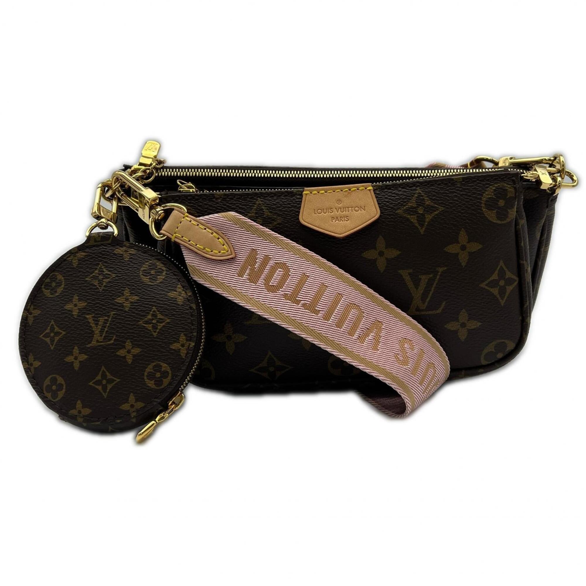 Louis Vuitton Beige Pink Brown Monogram Rose Clair Leather Coated Canvas Pochette Pouch Shoulder Bag (Pre-Owned)