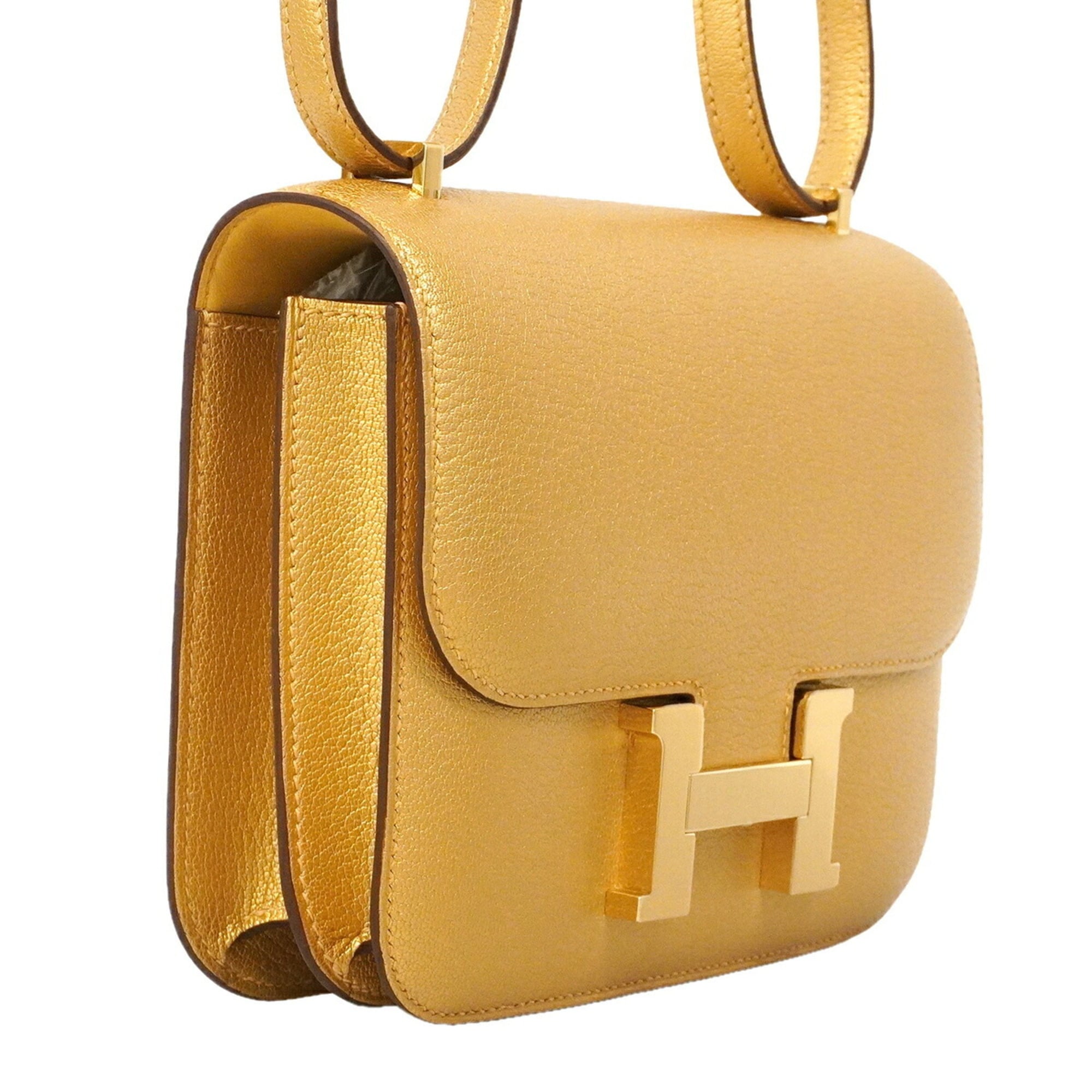 Hermes Gold Chevre Myzore Leather Shoulder Bag (Pre-Owned)