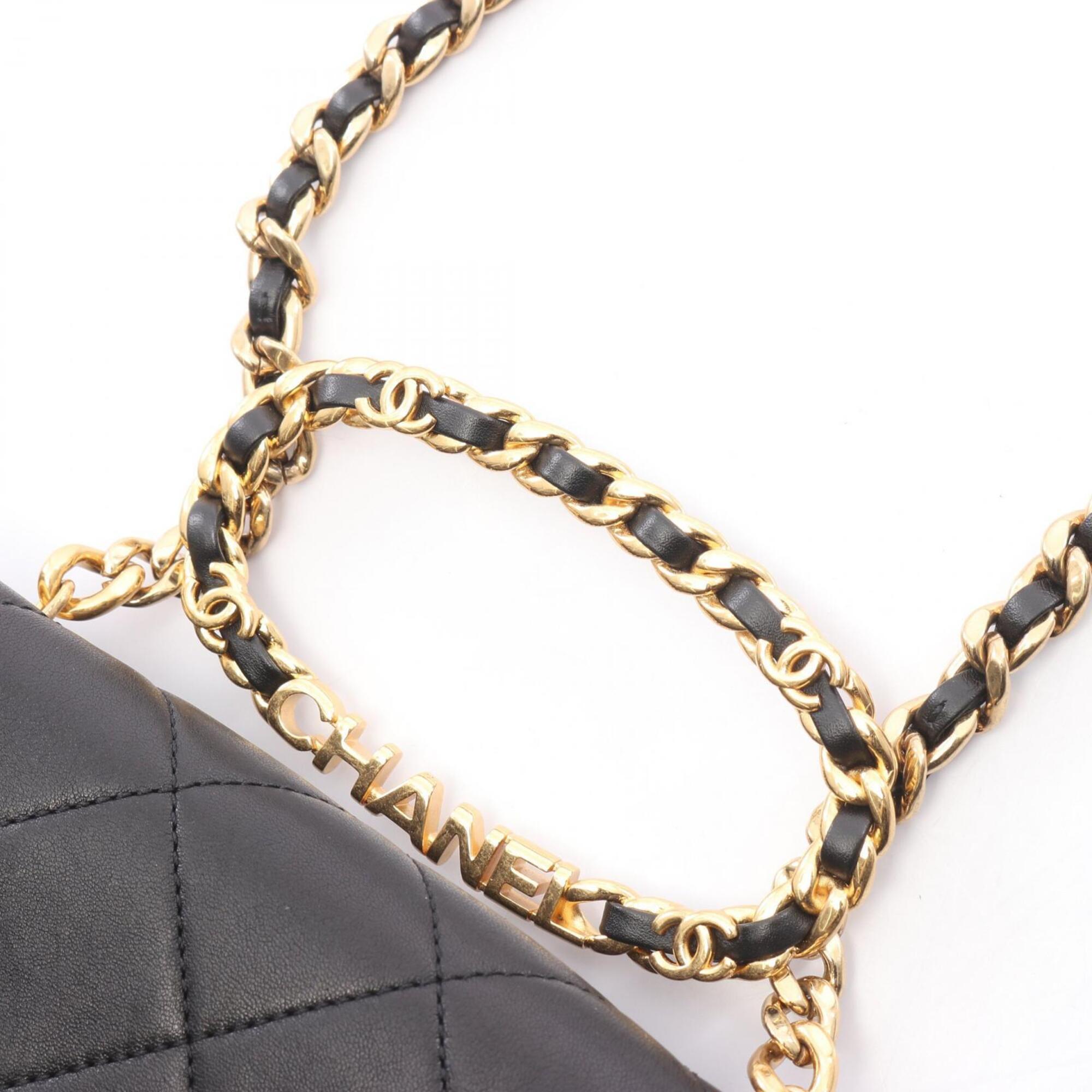 Chanel Black Leather Handbag Shoulder Bag (Pre-Owned)