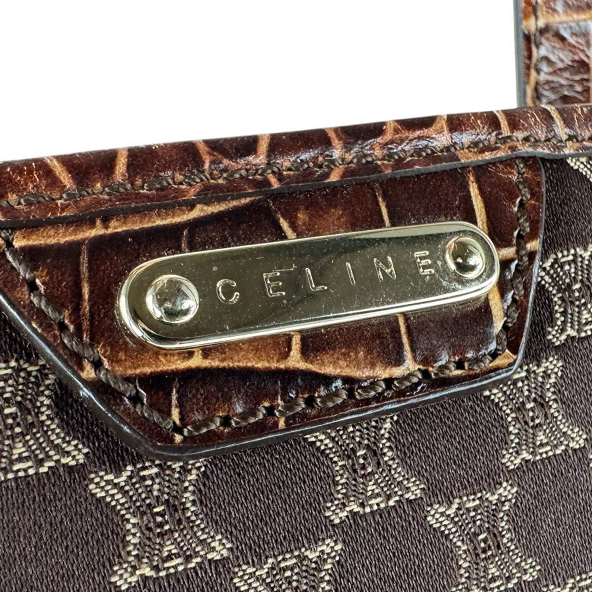 Celine Brown Canvas Leather Handbag (Pre-Owned)