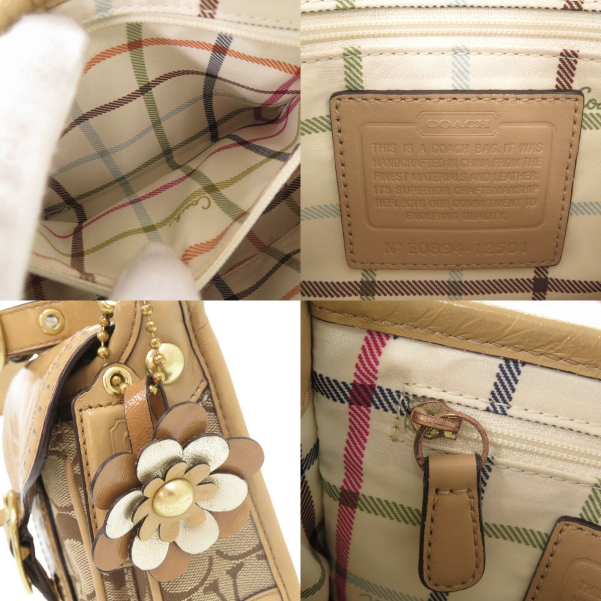 Coach Beige Canvas Patent Leather Shoulder Bag (Pre-Owned)