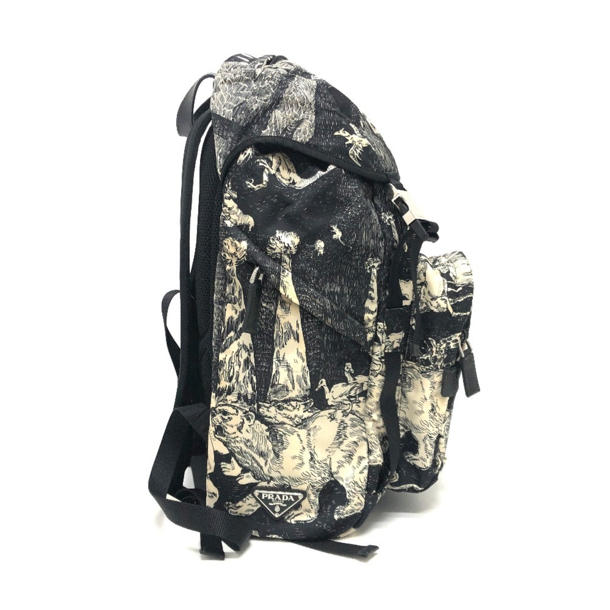 Prada Black White Nylon Backpack (Pre-Owned)