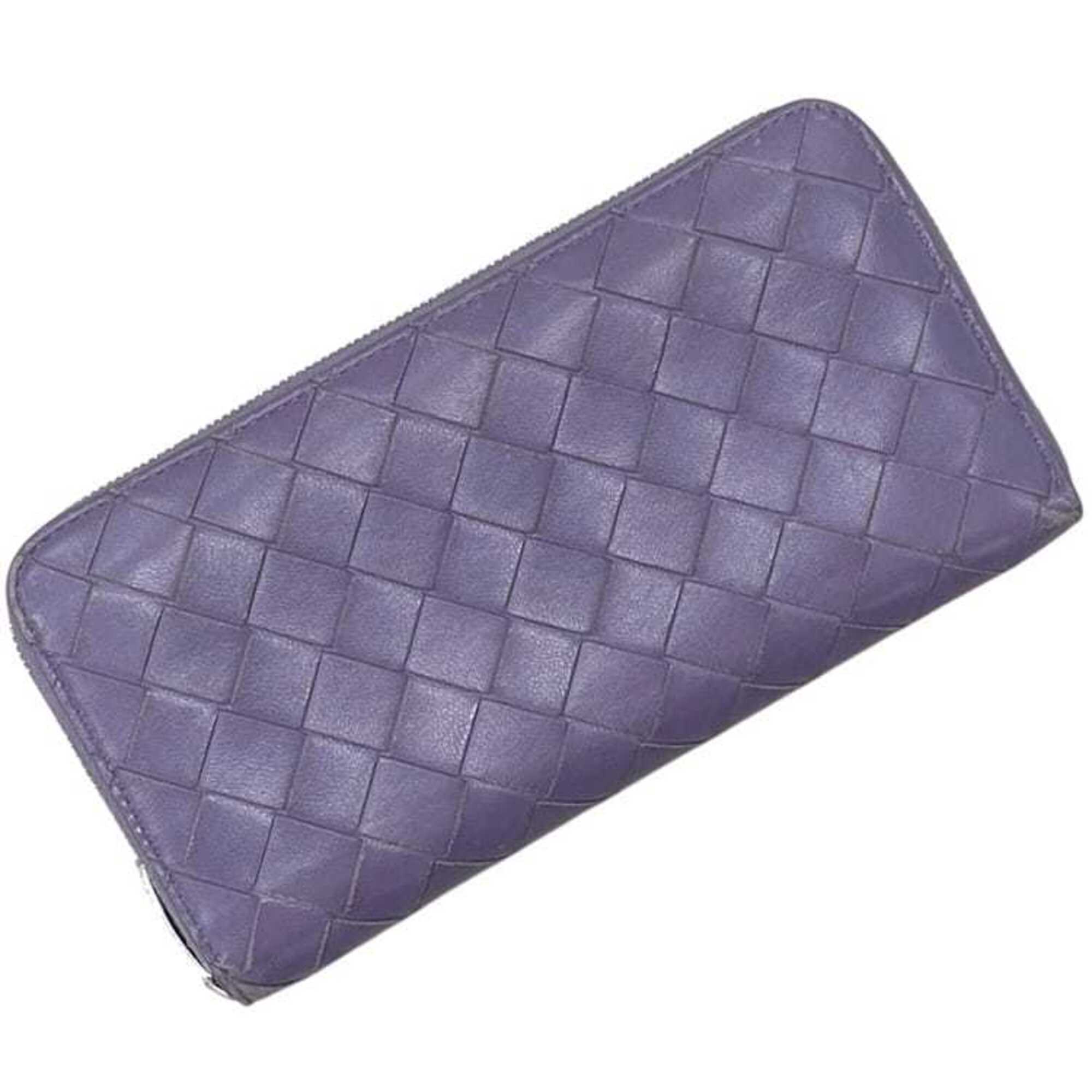 Bottega Veneta Purple Leather Long Wallet (Bi-Fold) (Pre-Owned)