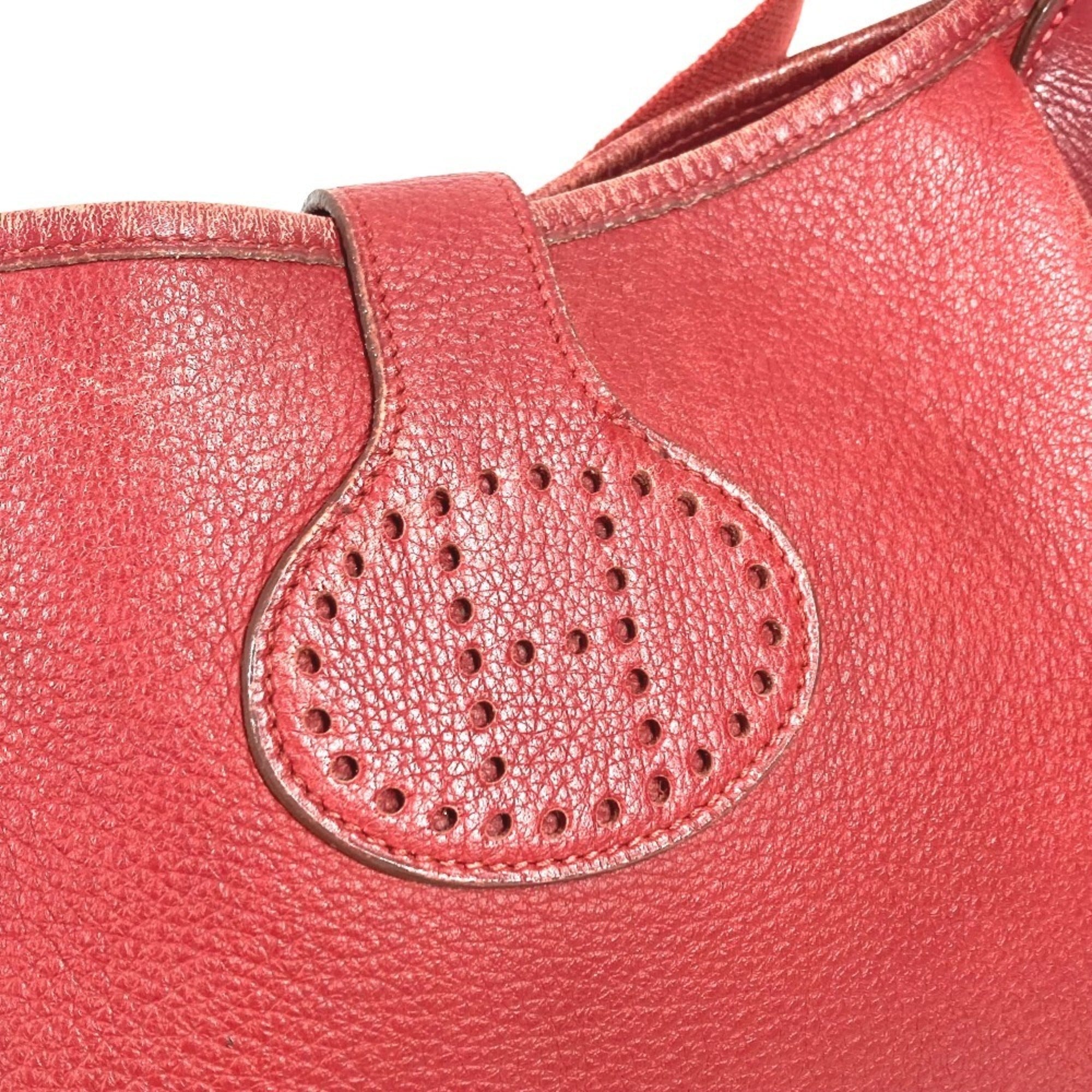 Hermes Red Color Leather Pochette Shoulder Bag (Pre-Owned)