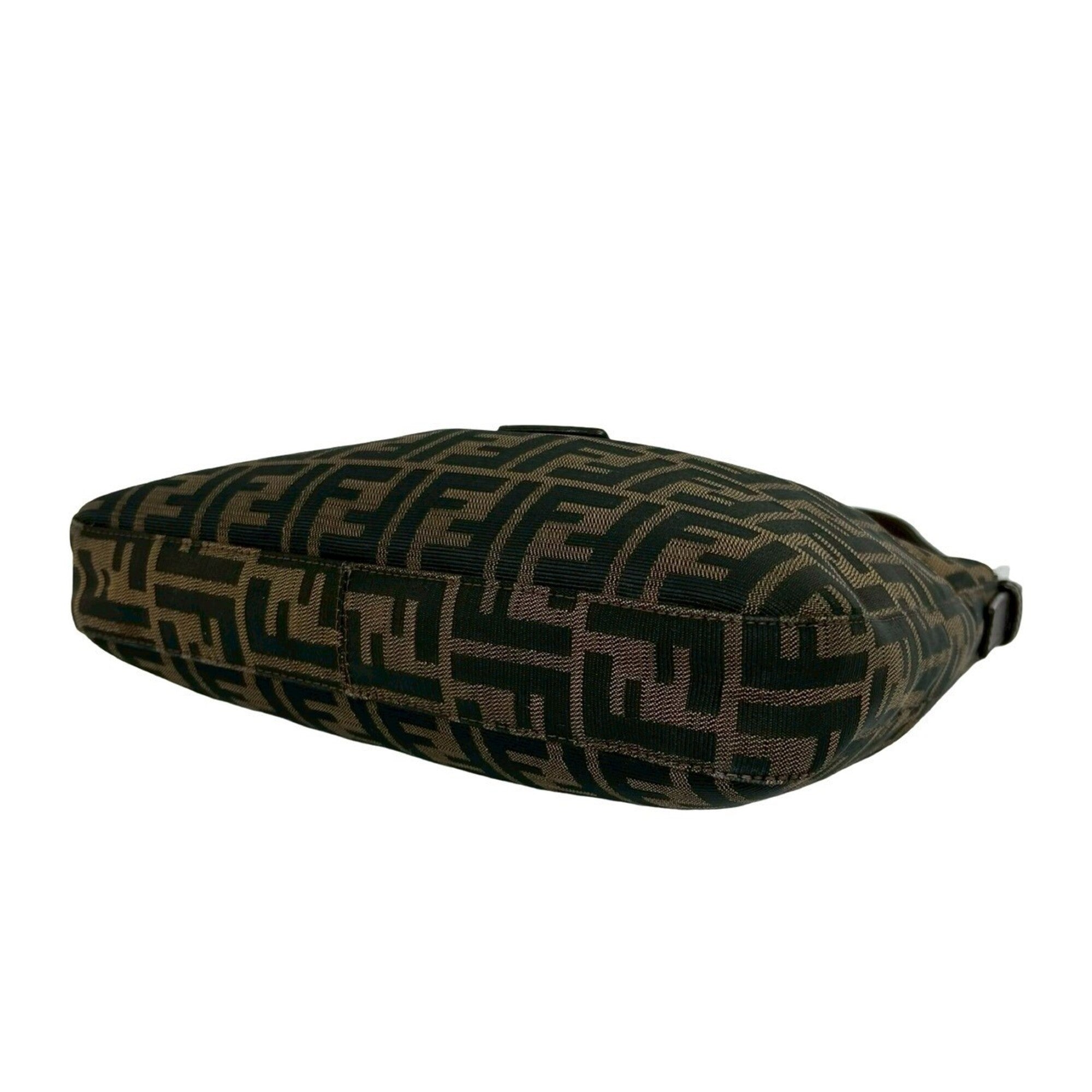 Fendi Black Brown Canvas Leather Shoulder Bag (Pre-Owned)