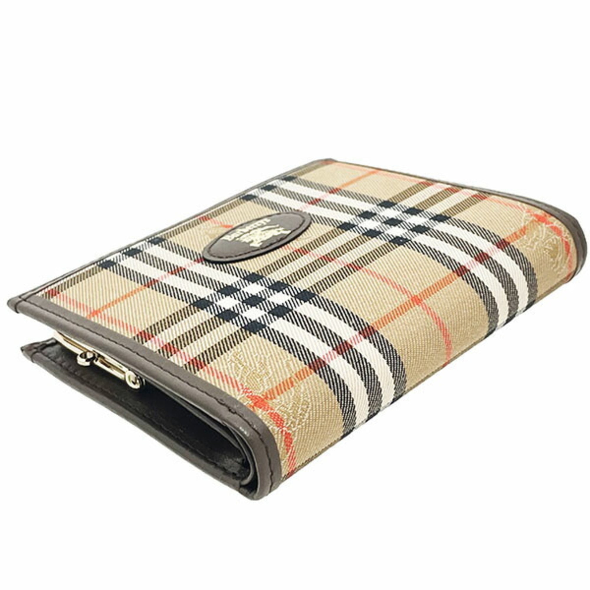 Burberry Beige Beige Brown Brown Canvas Leather Wallet (Bi-Fold) (Pre-Owned)