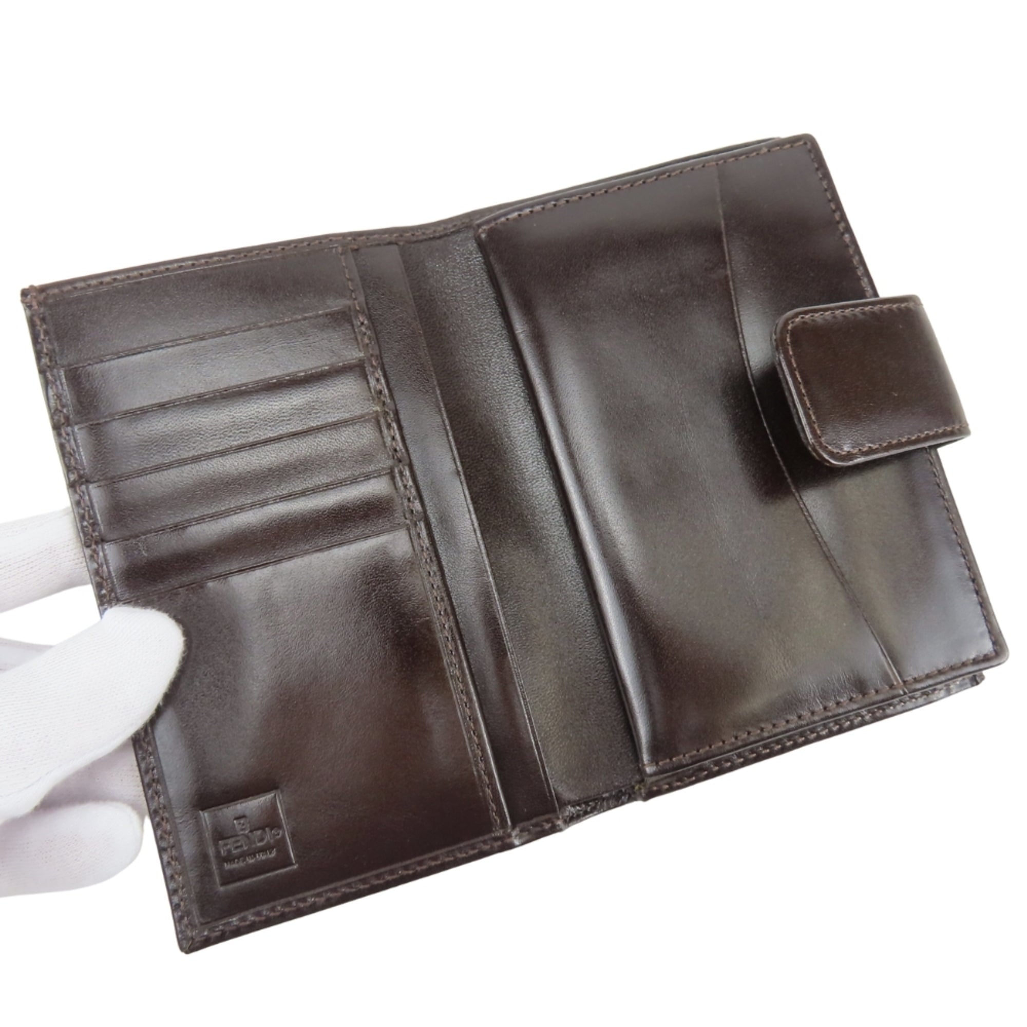 Fendi Zucca Brown Canvas Leather Wallet (Bi-Fold) (Pre-Owned)
