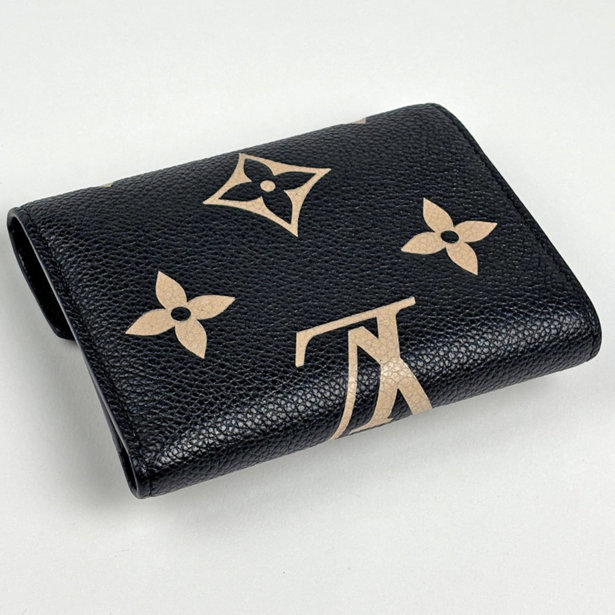 Louis Vuitton Beige Bicolor Black Noir Monogram Empreinte Wallet (Tri-Fold) (Pre-Owned)