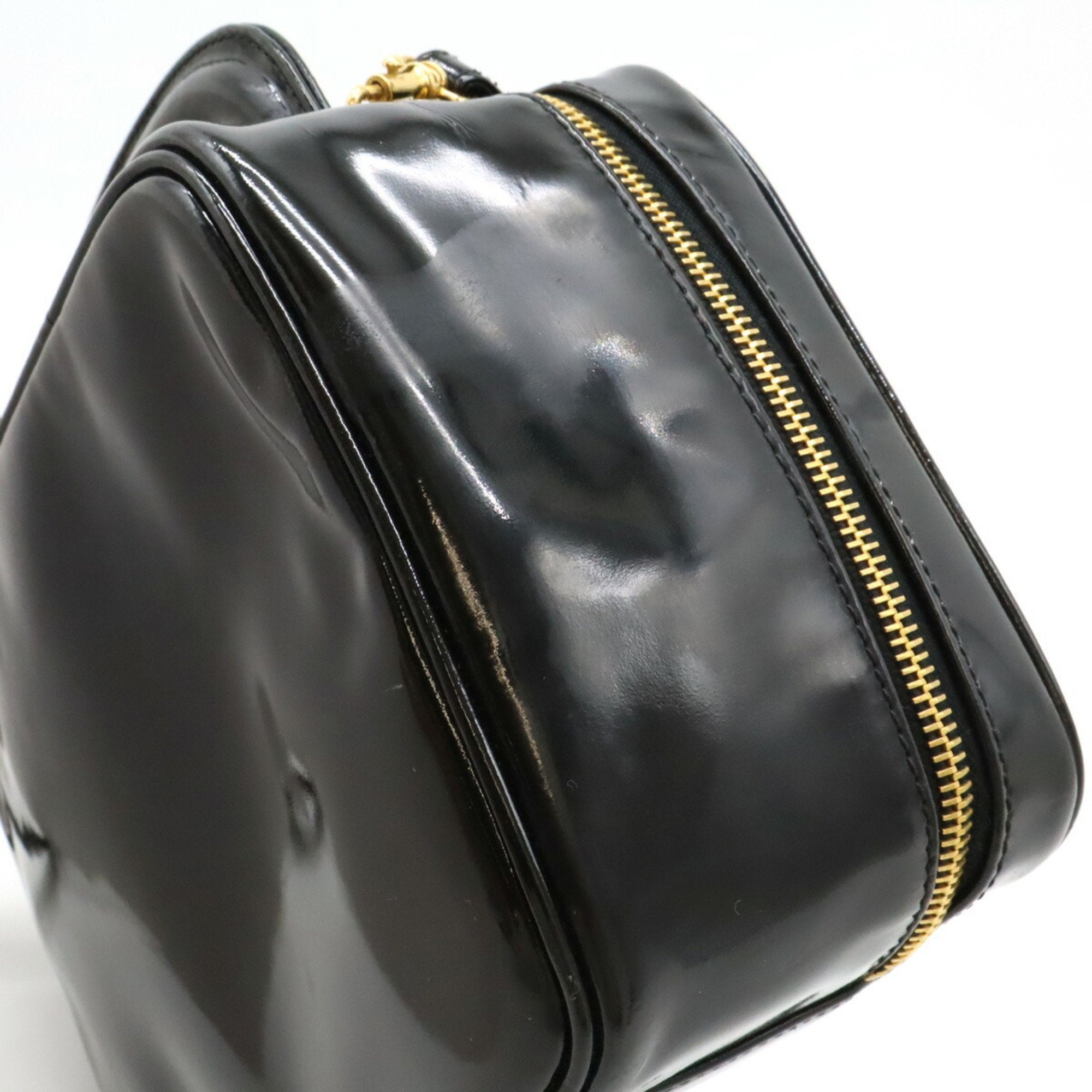 Chanel Black Leather Handbag Shoulder Bag Vanity Bag (Pre-Owned)