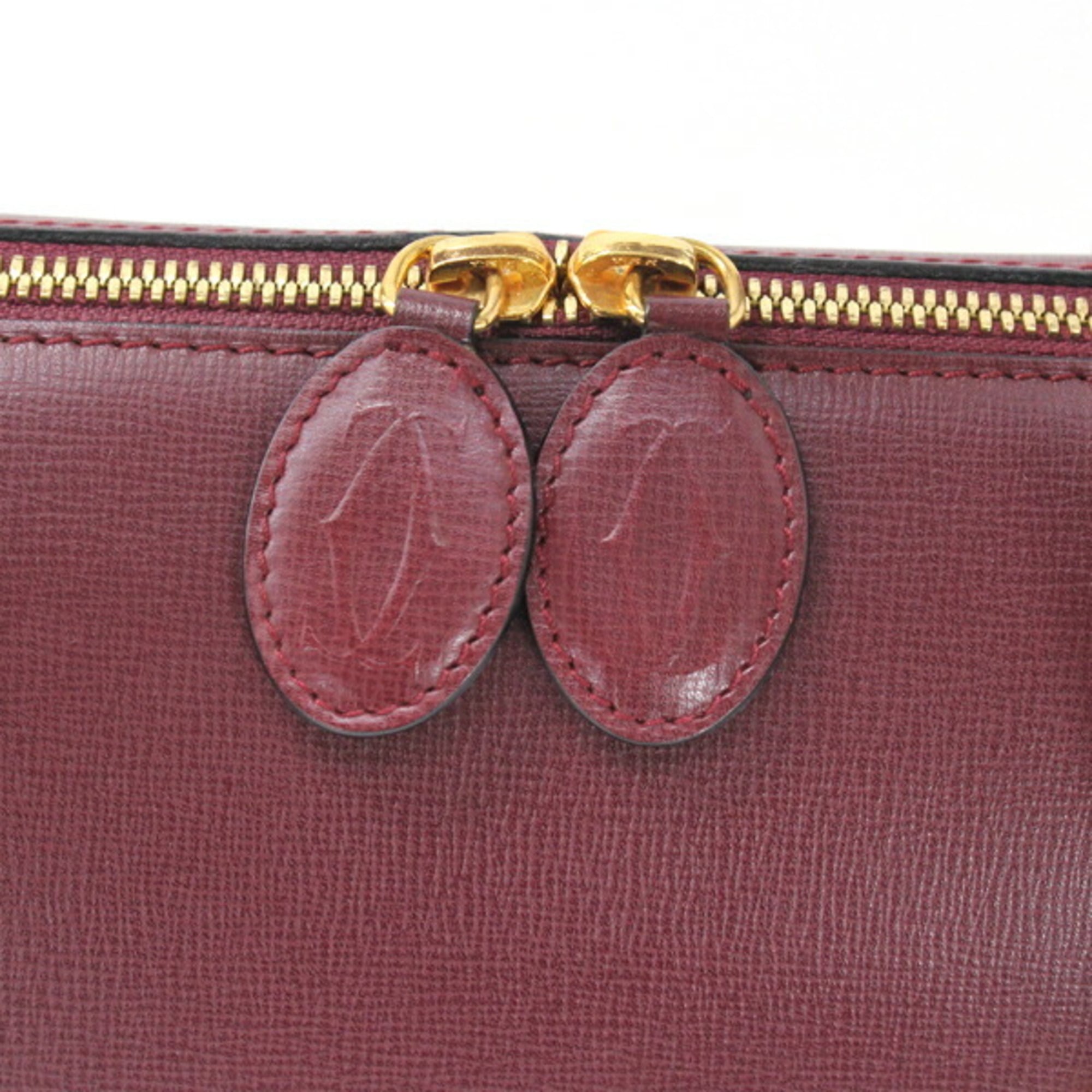 Cartier Must Bordeaux Leather Handbag Shoulder Bag (Pre-Owned)