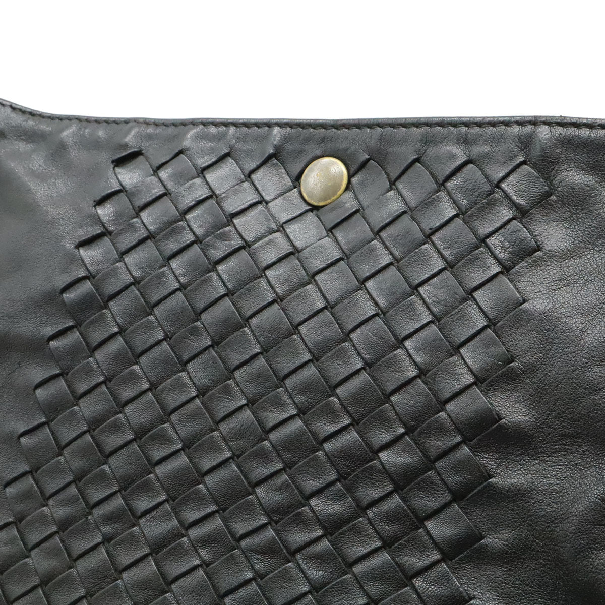Bottega Veneta Intrecciato Black Leather Shoulder Bag (Pre-Owned)